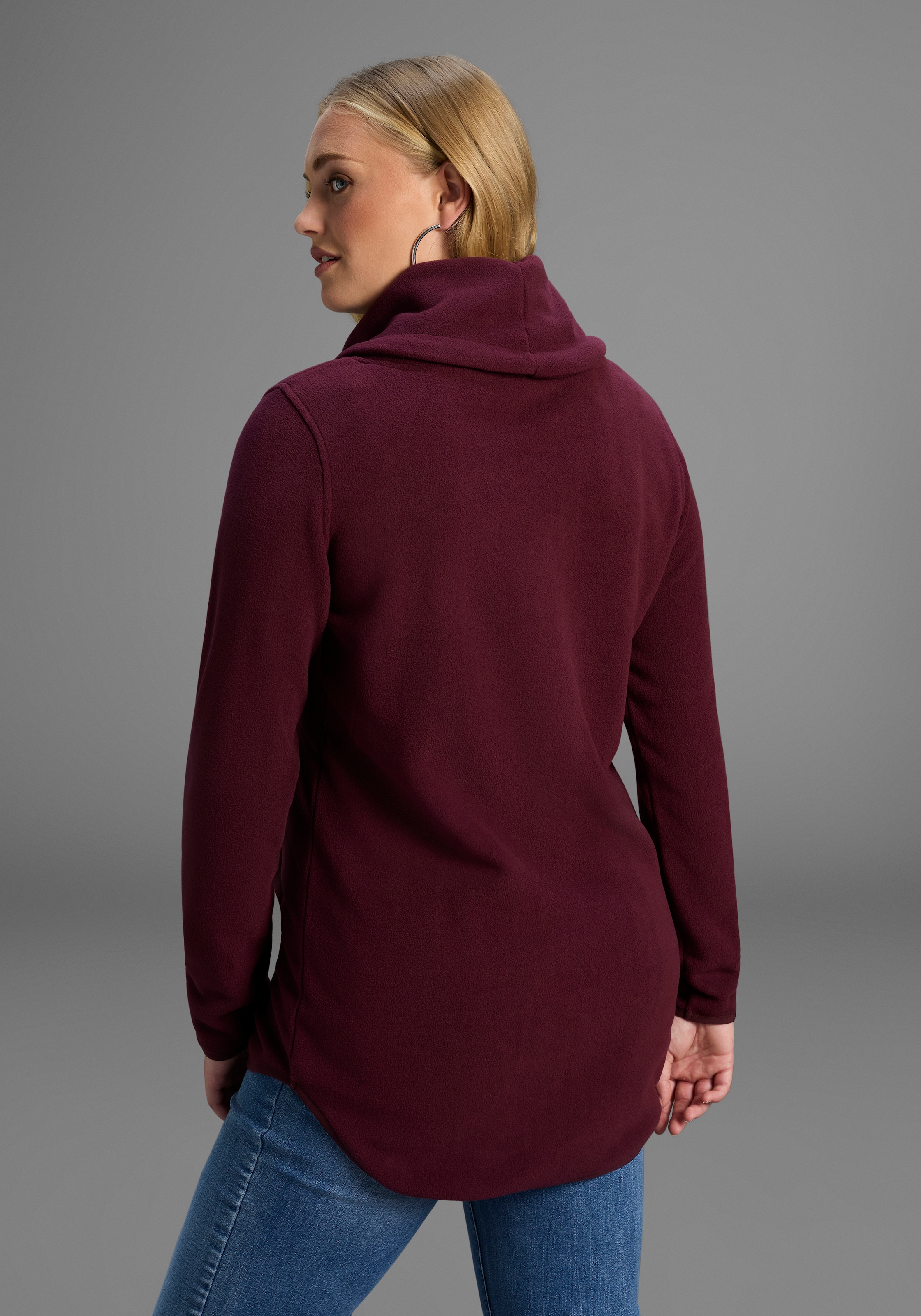 KangaROOS Fleecepullover, hochschließender Kragen mit regulierbarer Weite, große Größen