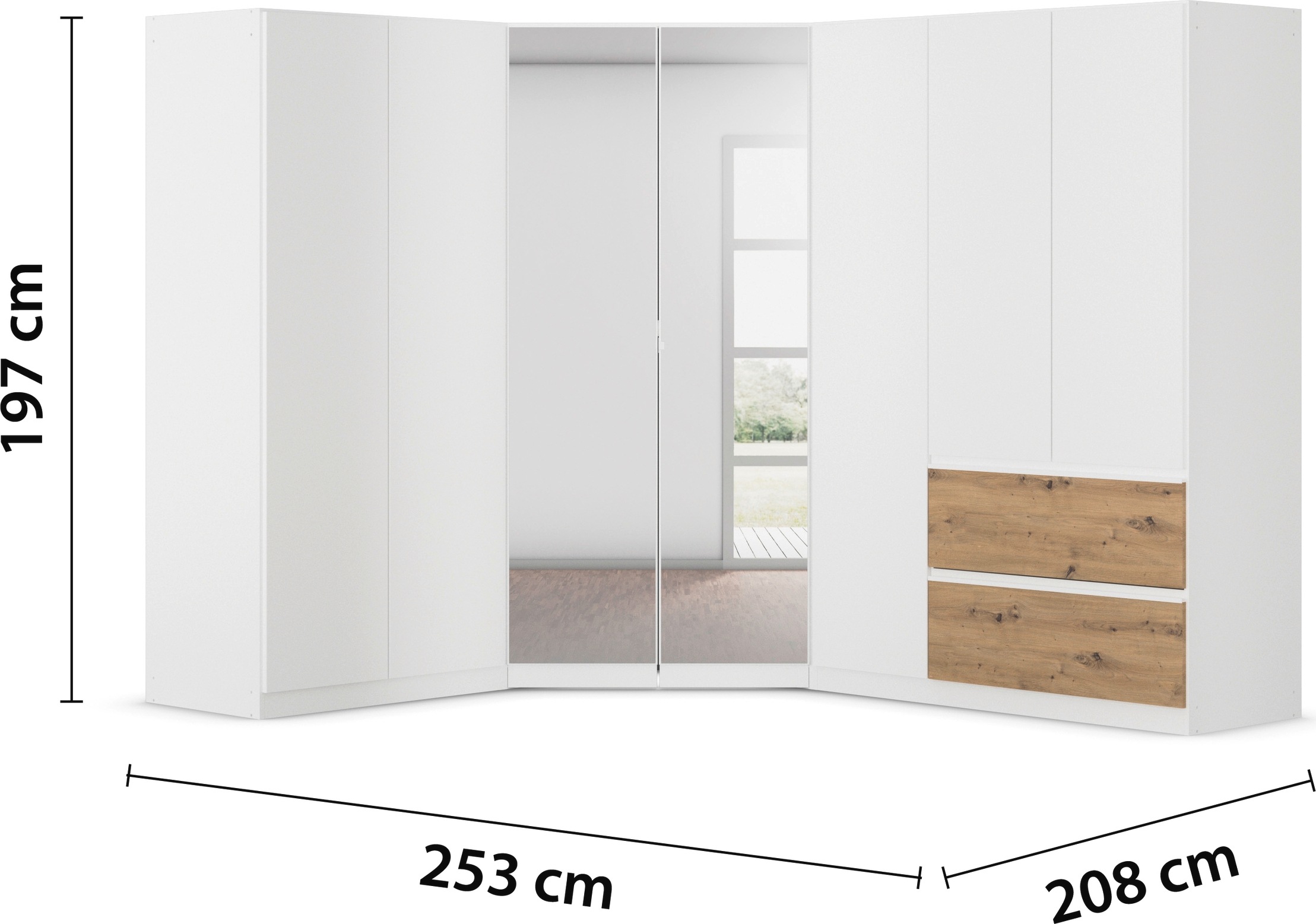 rauch Schrank-Set »Kleiderschrank Schrank Garderobe Wäscheschrank COSTA mit Spiegel«, viel Platz, grifflose Front und Push-to-Open Funktion MADE IN GERMANY