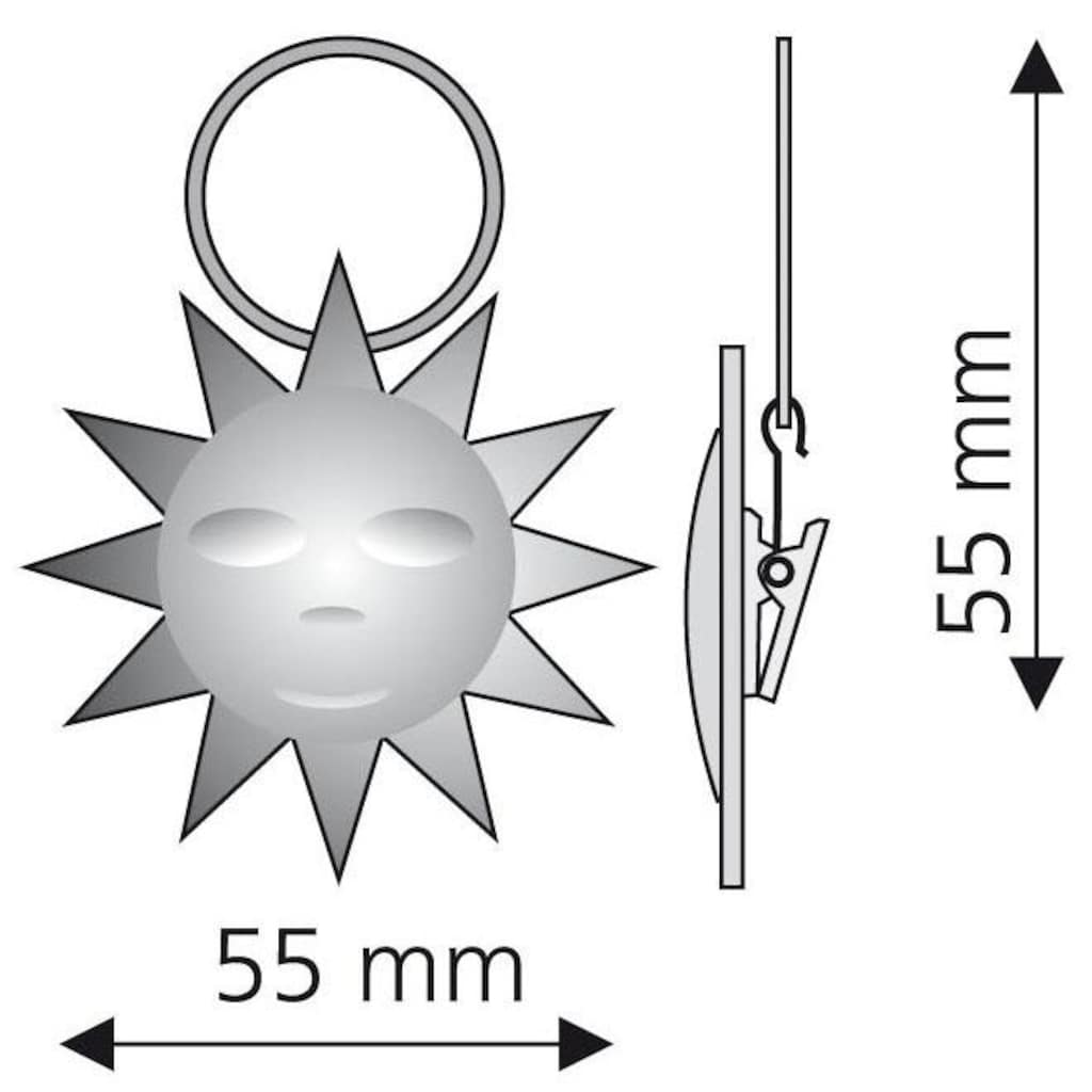 Liedeco Gardinenring »Sonne«, (Packung, 4 St., mit Dekoklammer)