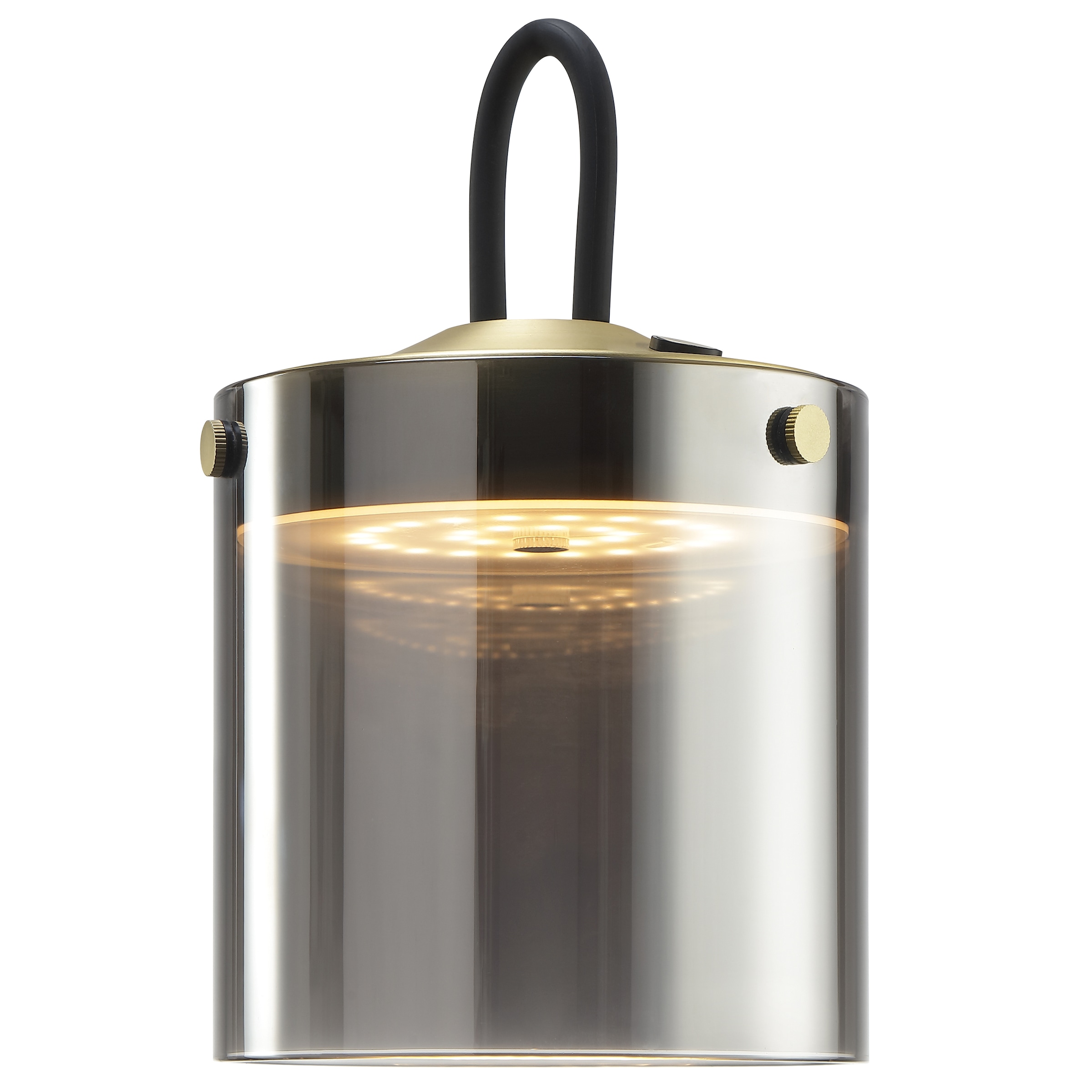 lumiCouture LED Tischleuchte »Lumeo« LED-Modul 1 Stk. Warmweiß Ø 13 cm x 12 cm, 220 lm 3000 K, Glas Metall, messingfarben Rauchglas