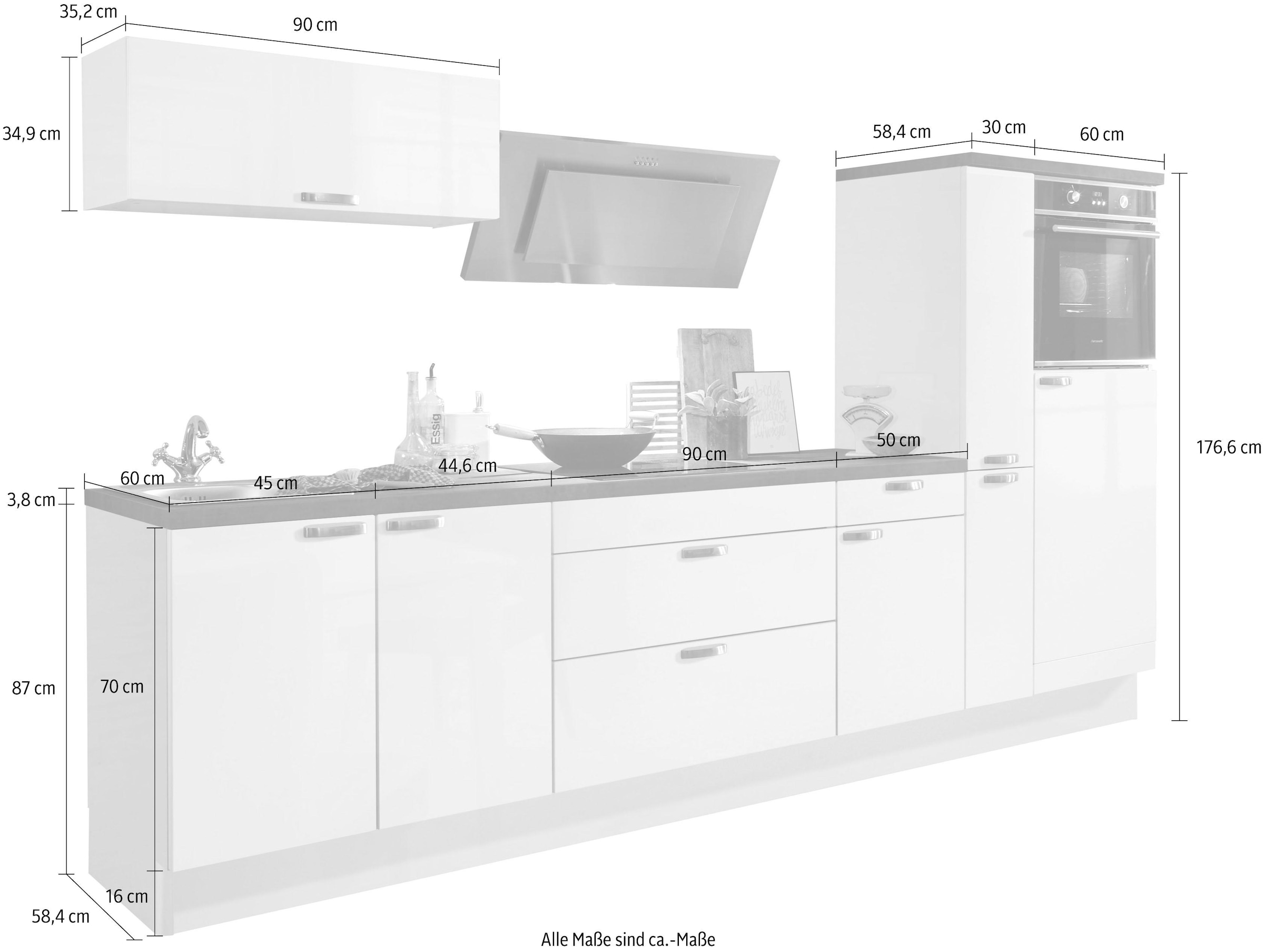 Breite und »Cara«, Vollauszüge Küchenzeile kaufen BAUR OPTIFIT Soft-Close-Funktion, 320 | cm
