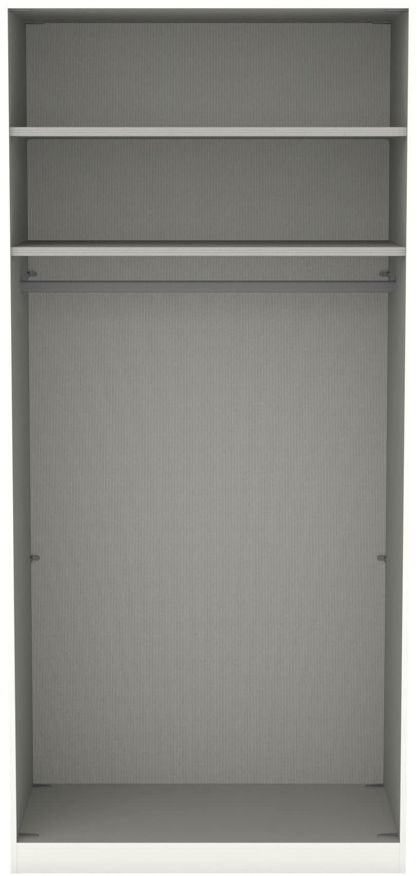 Musterring Drehtürenschrank »San Diego, Kleiderschrank, Schrank, Garderobe, mit Glastüren« weiß, Türen gedämpft, 2 Höhen, mehrere Breiten, MADE IN GERMANY, 1 Stk. tlg. 2-türig (gedämpft), 2 Böden, 1 Kleiderstange, Chromgriffe