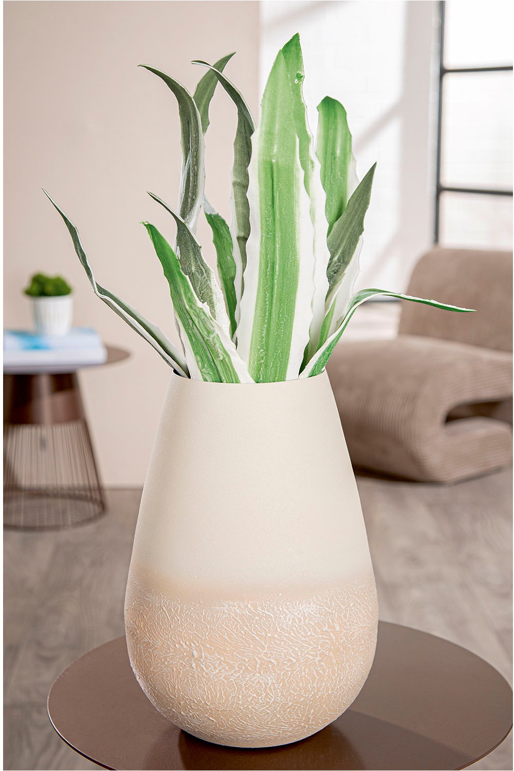 GILDE Tischvase "Vase rund Echo beige" günstig online kaufen