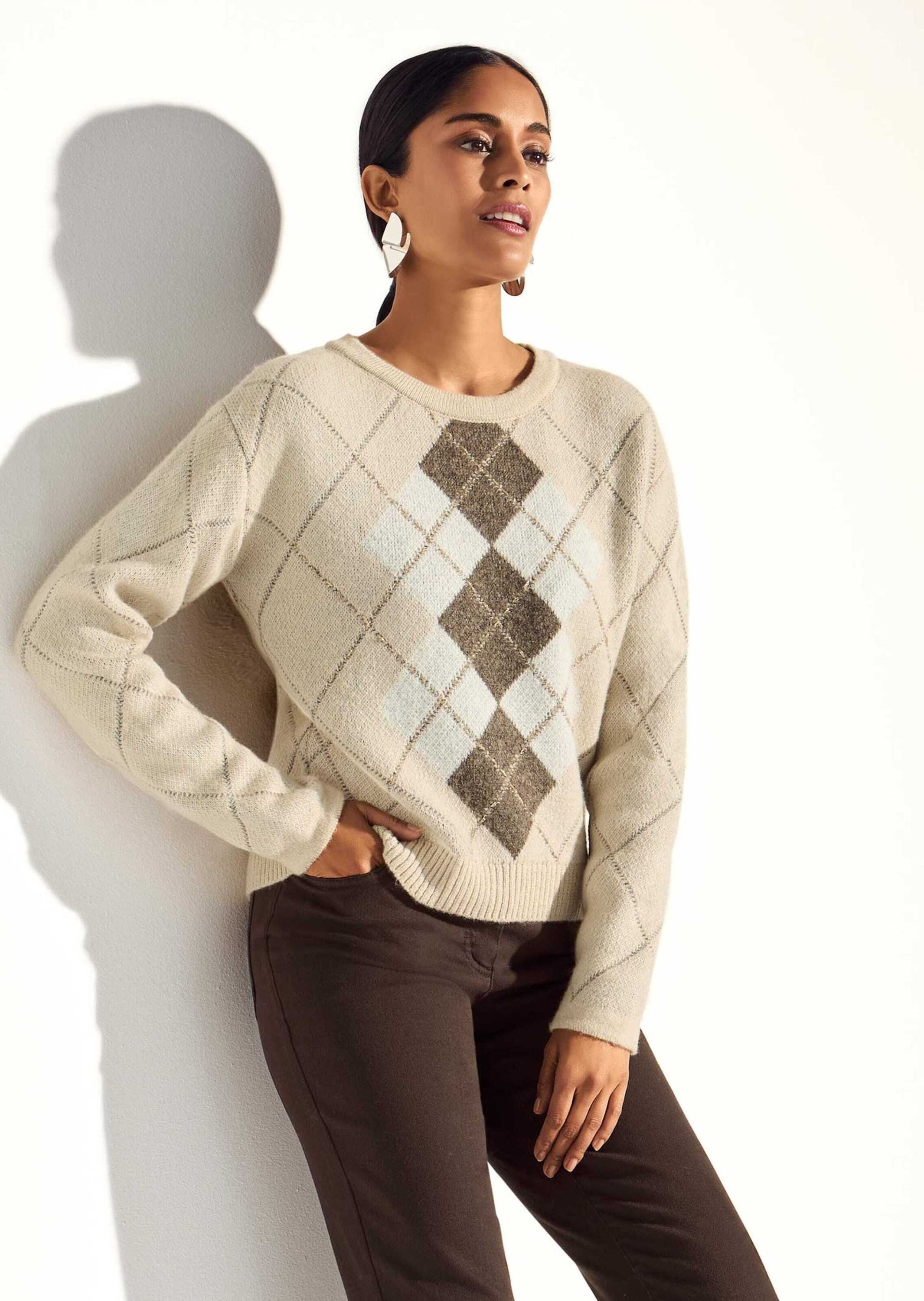 MADELEINE Longpullover »Pullover Strickpullover mit Argyle-Muster«