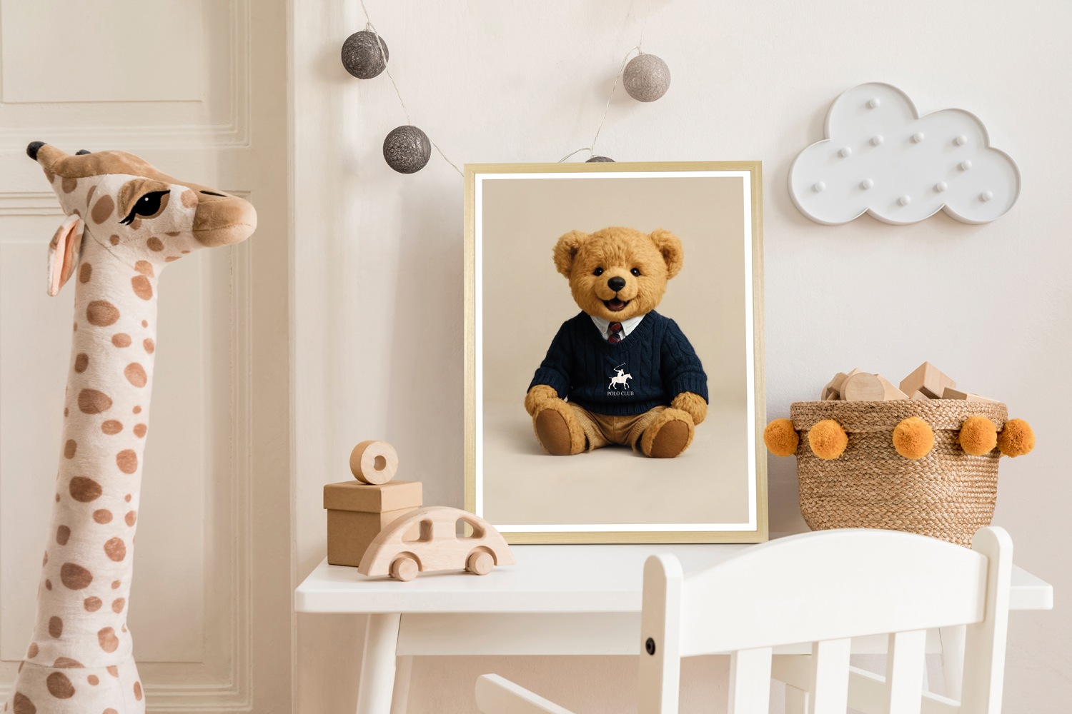 queence Bild mit Rahmen "Vintage Polo Teddy Bär mit Krawatte" Bär  Bären  F günstig online kaufen