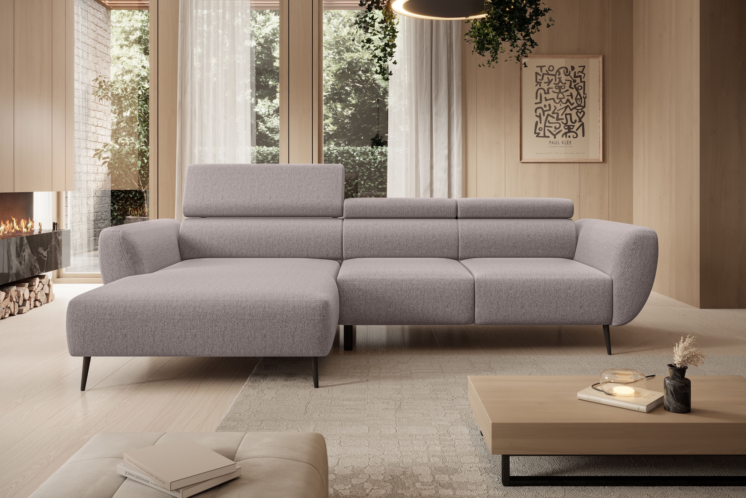 WERK2 Ecksofa "Alisson 277 x 174 cm modern und bequem" Luxus-Microfaser weich, L-Form, XXL, elektrische Sitztiefenverstellung