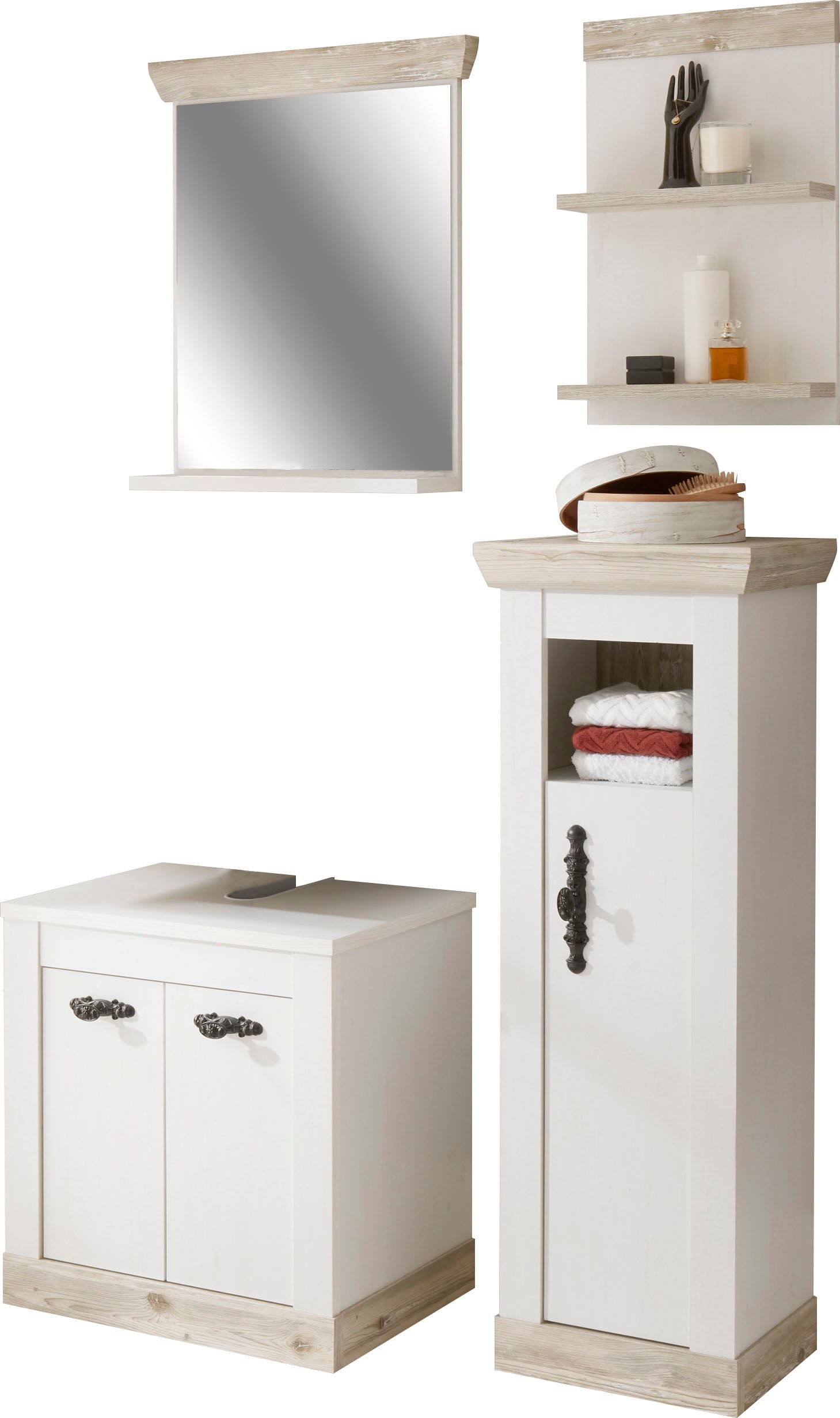 Home affaire Badmöbel-Set "Florenz, Bad im Landhausstil, 4-teiliges Badezim günstig online kaufen