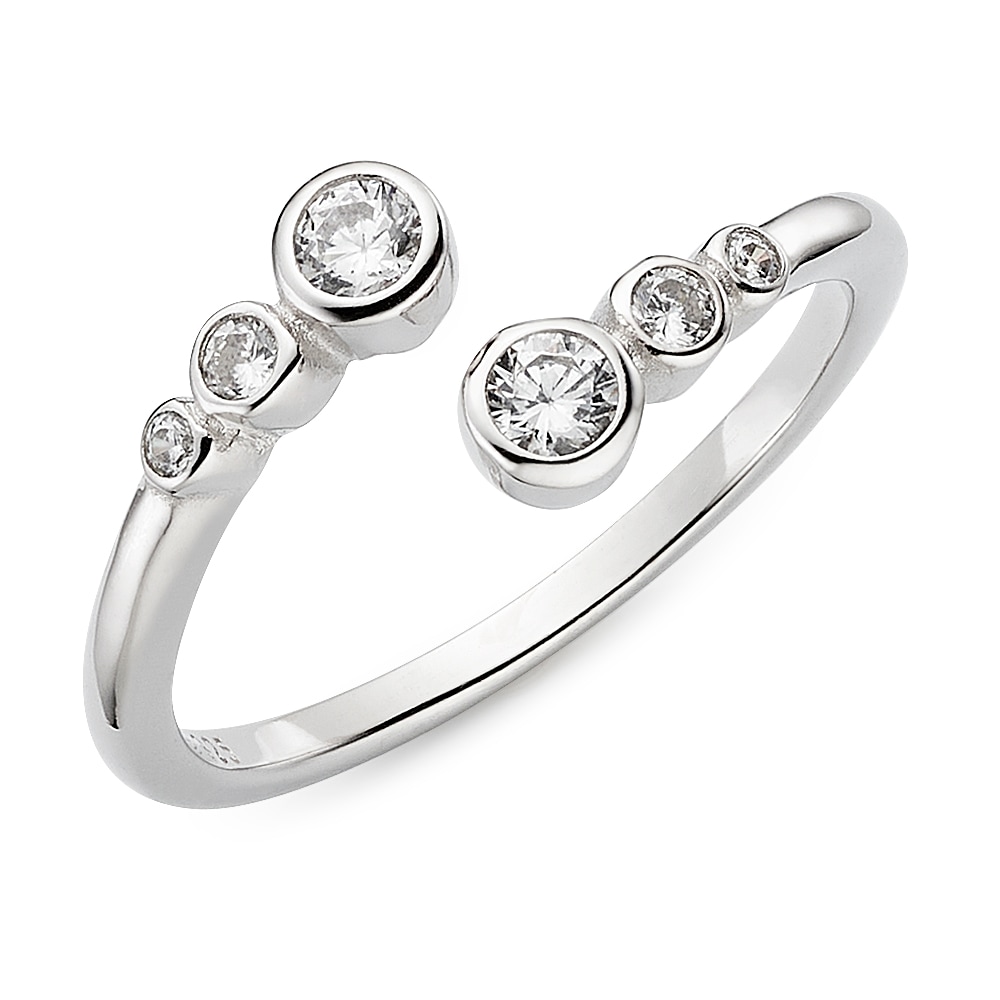 Fingerring "Schmuck Geschenk Silbering offen" Gr. 54, silberfarben, kristallweiß, ANISTON JEWELRY & WATCHES, Fingerringe, Damen, 54, Silber 925 (Sterlingsilber), 2,2mm, Fingerring, mit Zirkonia (synth.)