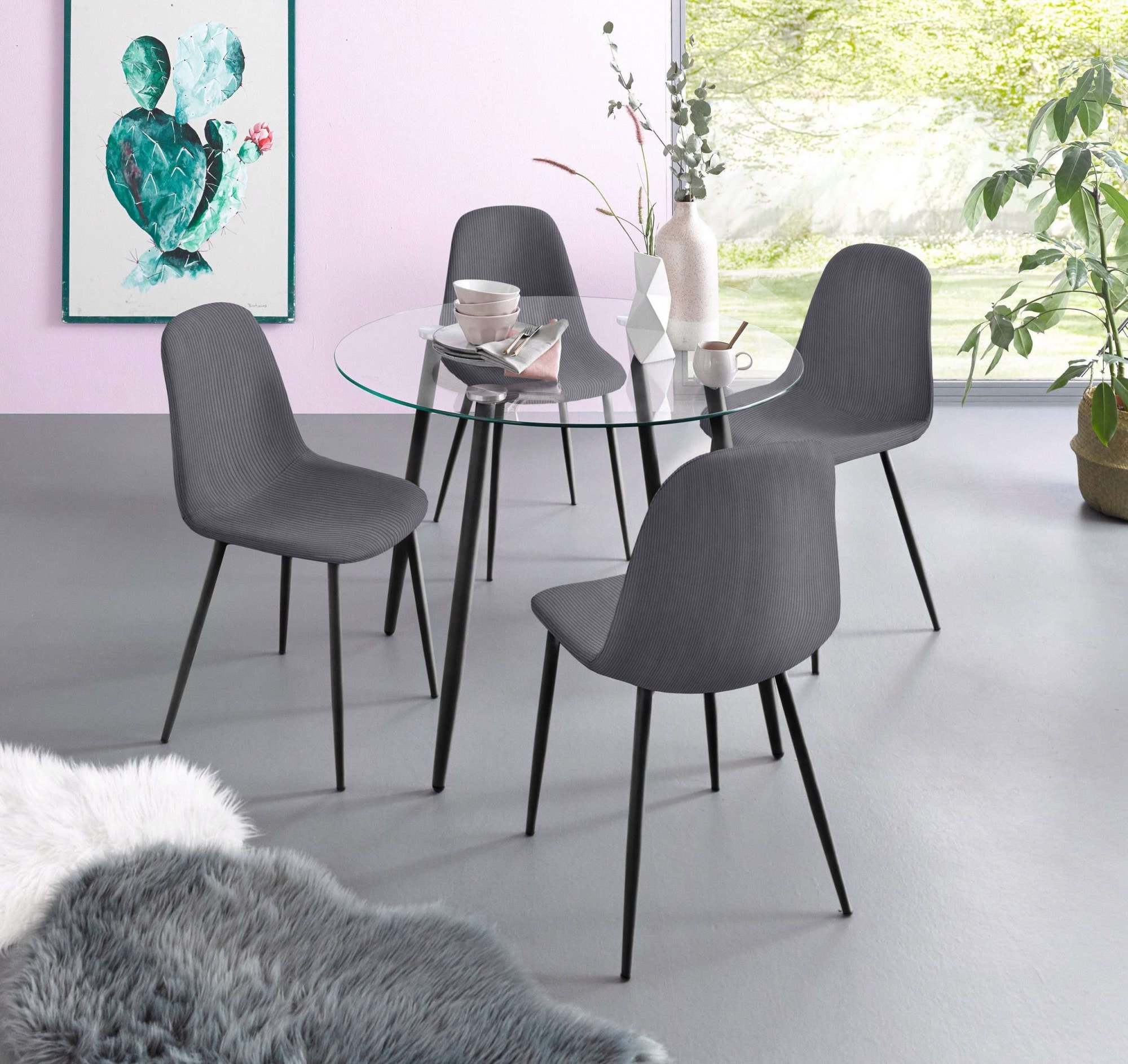 INOSIGN Essgruppe "Danny-Miller" Set, Set 100 cm, 5 Stk. tlg. Glastisch 100 günstig online kaufen