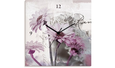 Wanduhr »Fotocollage - Gerberas, lila«