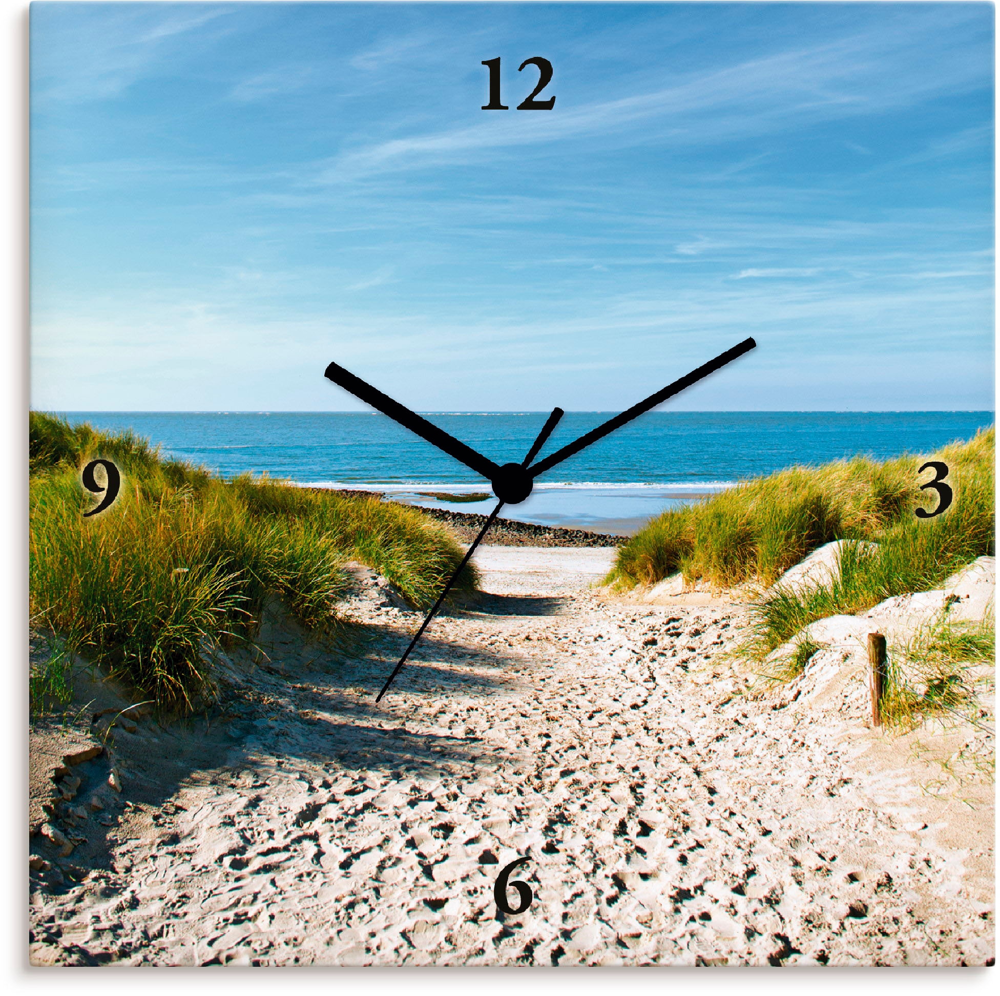Artland Wanduhr "Strand mit Sanddünen und Weg zur See", wahlweise mit Quarz- oder Funkuhrwerk, lautlos ohne Tickgeräusch