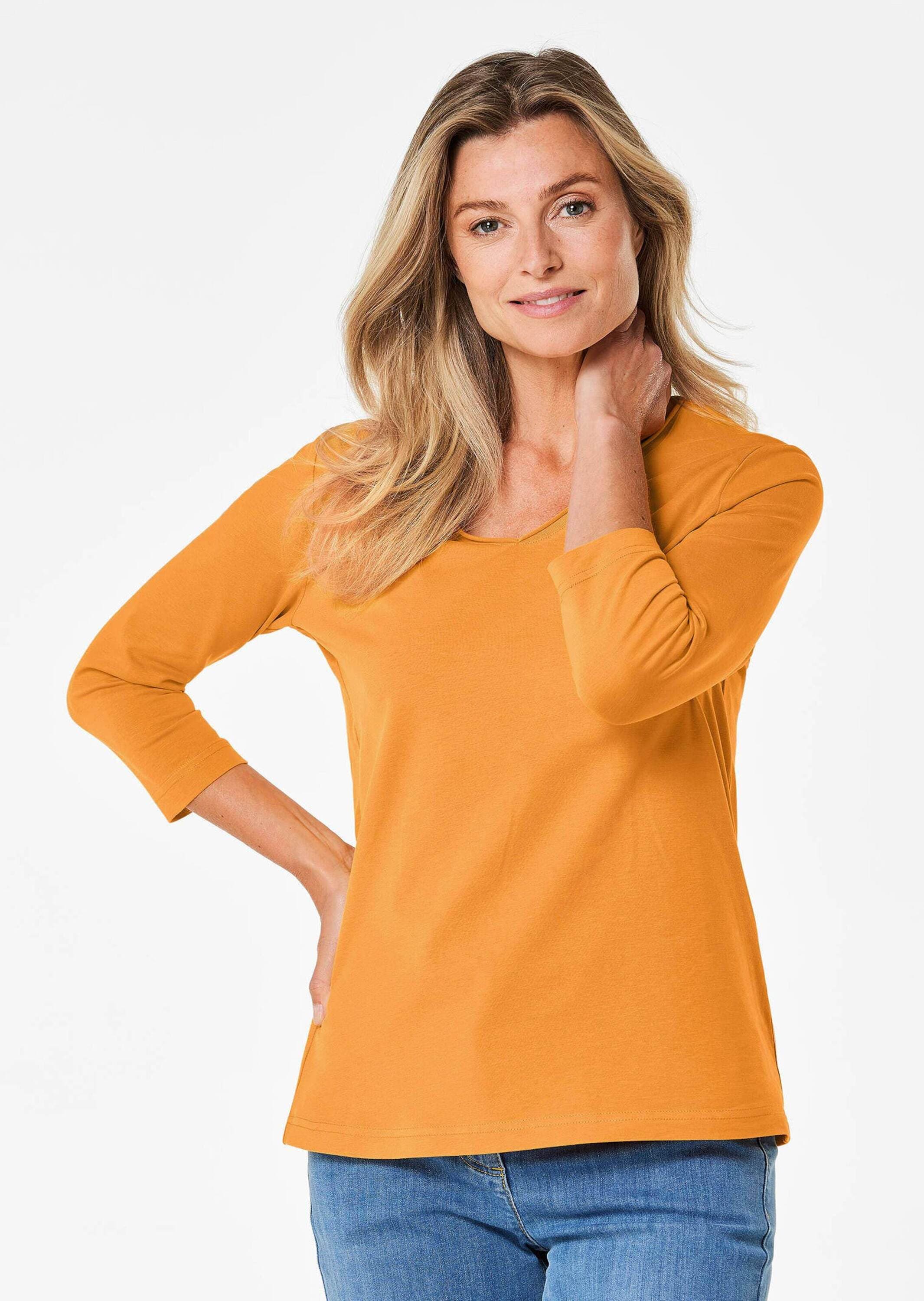 GOLDNER Kurzarmshirt »Shirt Shirt mit V-Ausschnitt«
