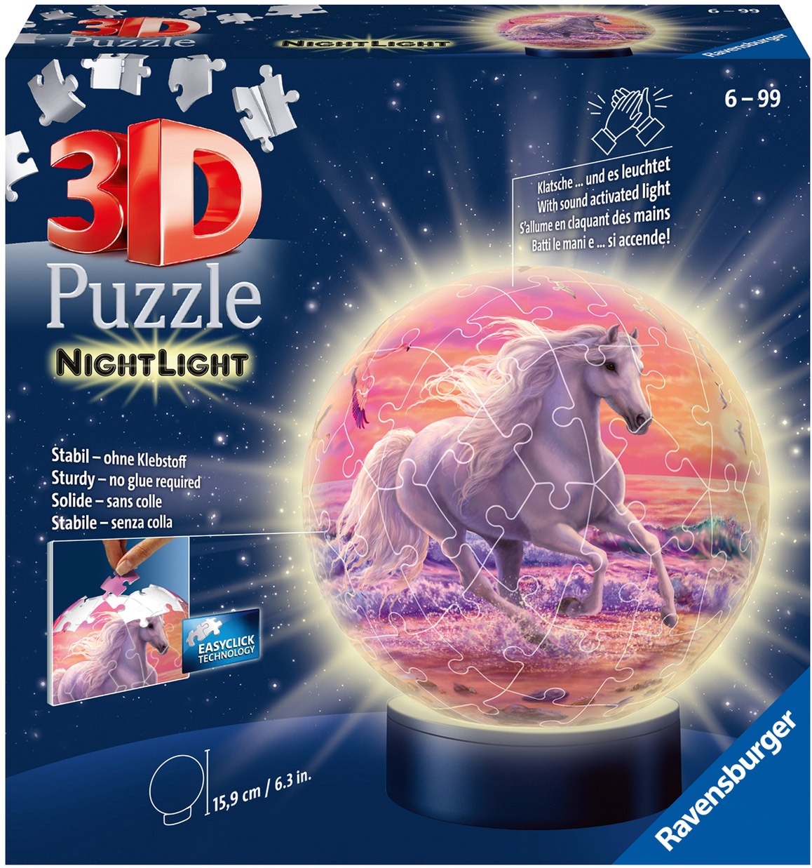 Puzzleball »Nachtlicht Pferde am Strand«, mit Leuchtsockel inkl. LEDs; FSC® - schützt...