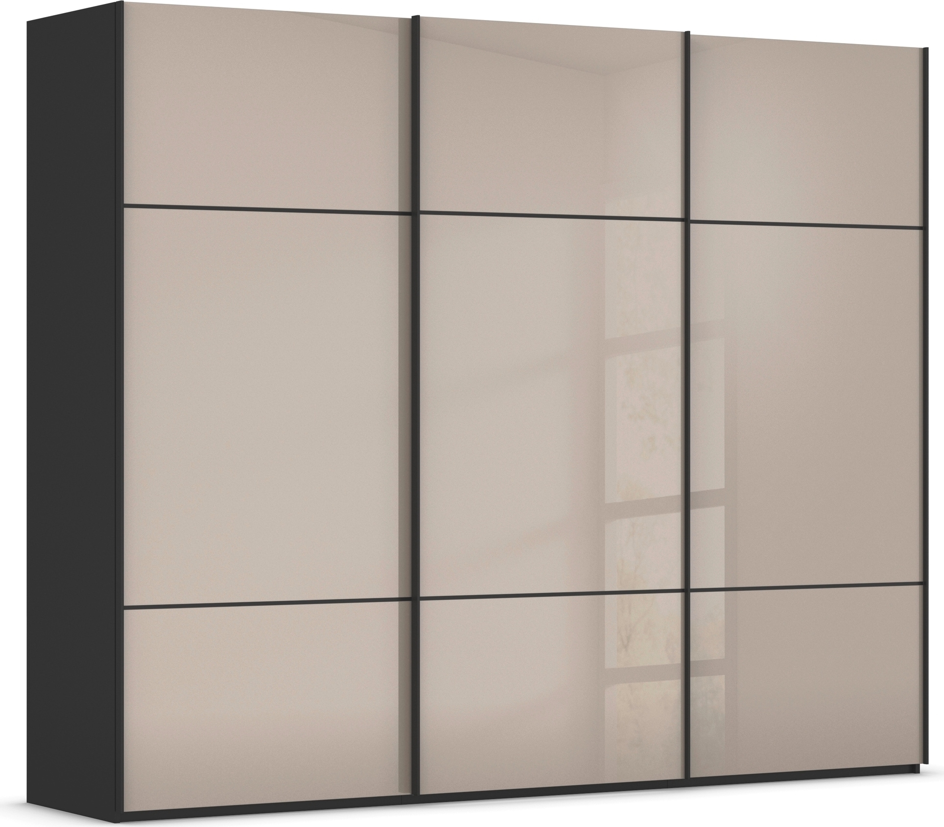 rauch "Kleiderschrank Schrank Garderobe Schlafzimmerschrank SCALE-TRIO" edle dreigeteilte Front mit 2 Zierleisten Glasfront MADE IN GERMANY