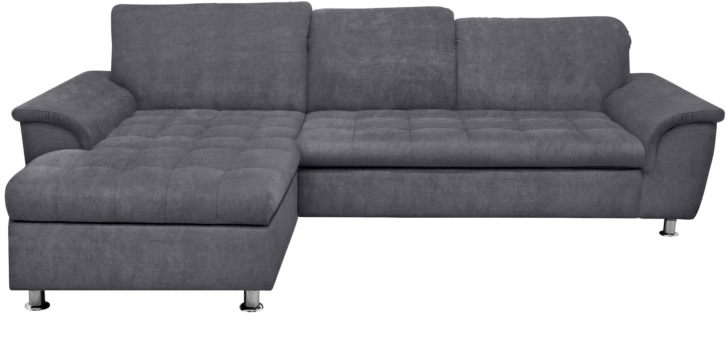 DOMO collection Ecksofa "FRANZI 278x162 cm, L-Form, bequem, belastbar bis 140 kg/Sitz" Chenille, dunkelgrau