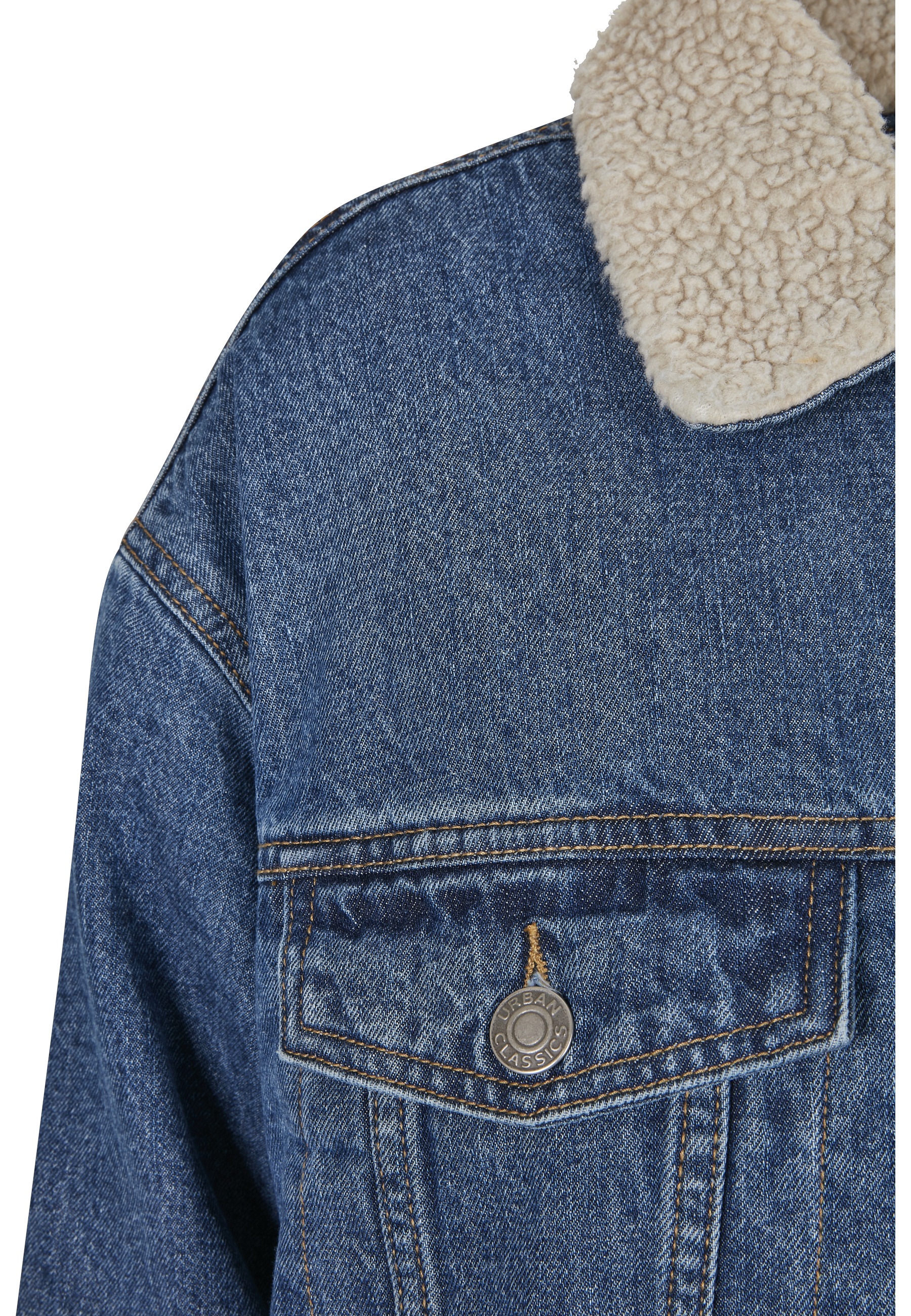 Urban Classics Veste En Jean Oversized Sherpa Clear Blue Washed L Femme 3