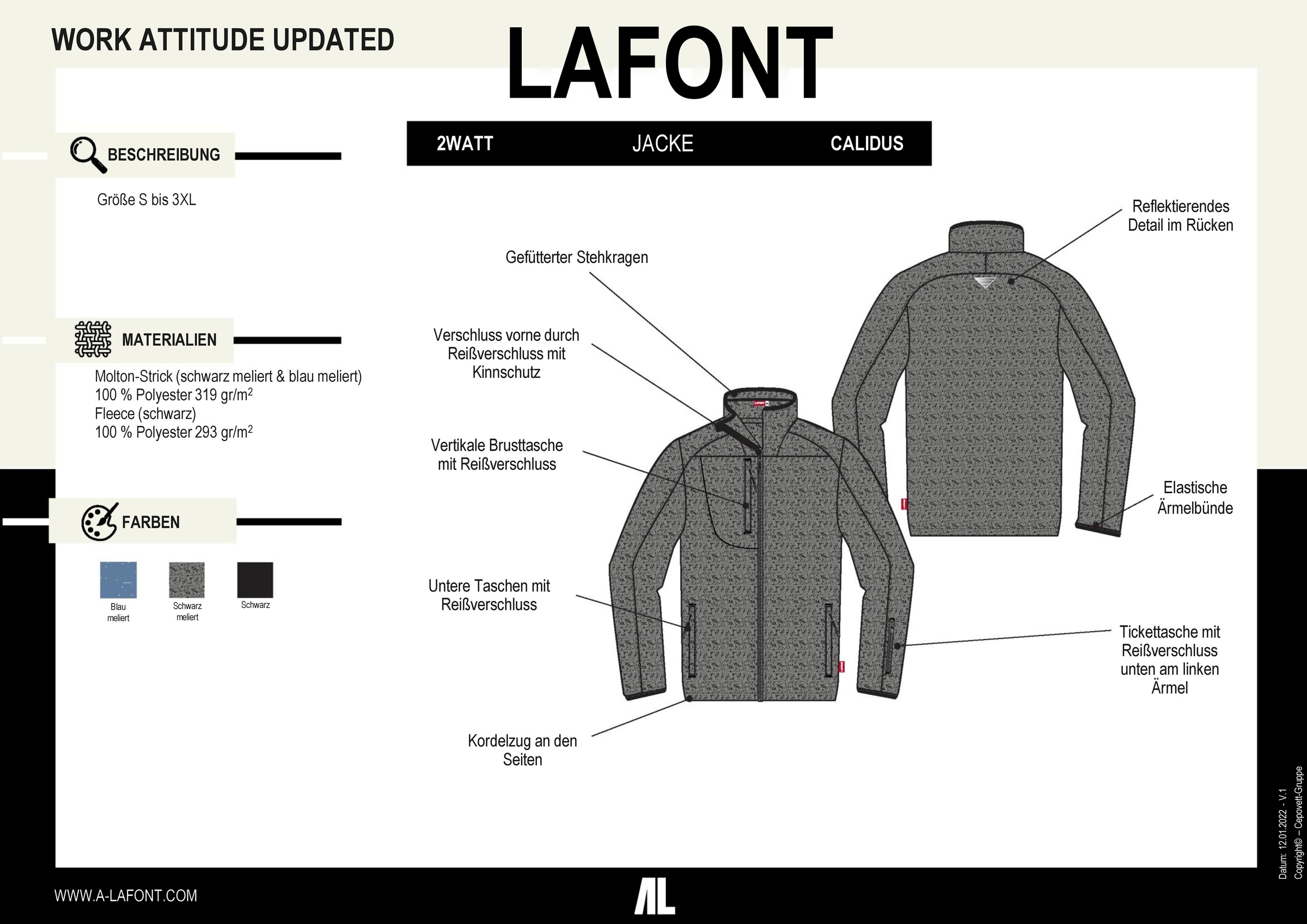 Lafont Strickfleecejacke »"Clidus"«, ohne Kapuze, Hoher Wärmekomfort, Elastische Ärmelbündchen, Kordelzug