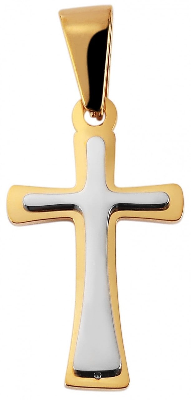 Kettenanhänger ADELIA´S "modischer Kreuz Anhänger aus Edelstahl", gold, Schmuckanhänger, Damen, Edelstahl, Kettenanhänger