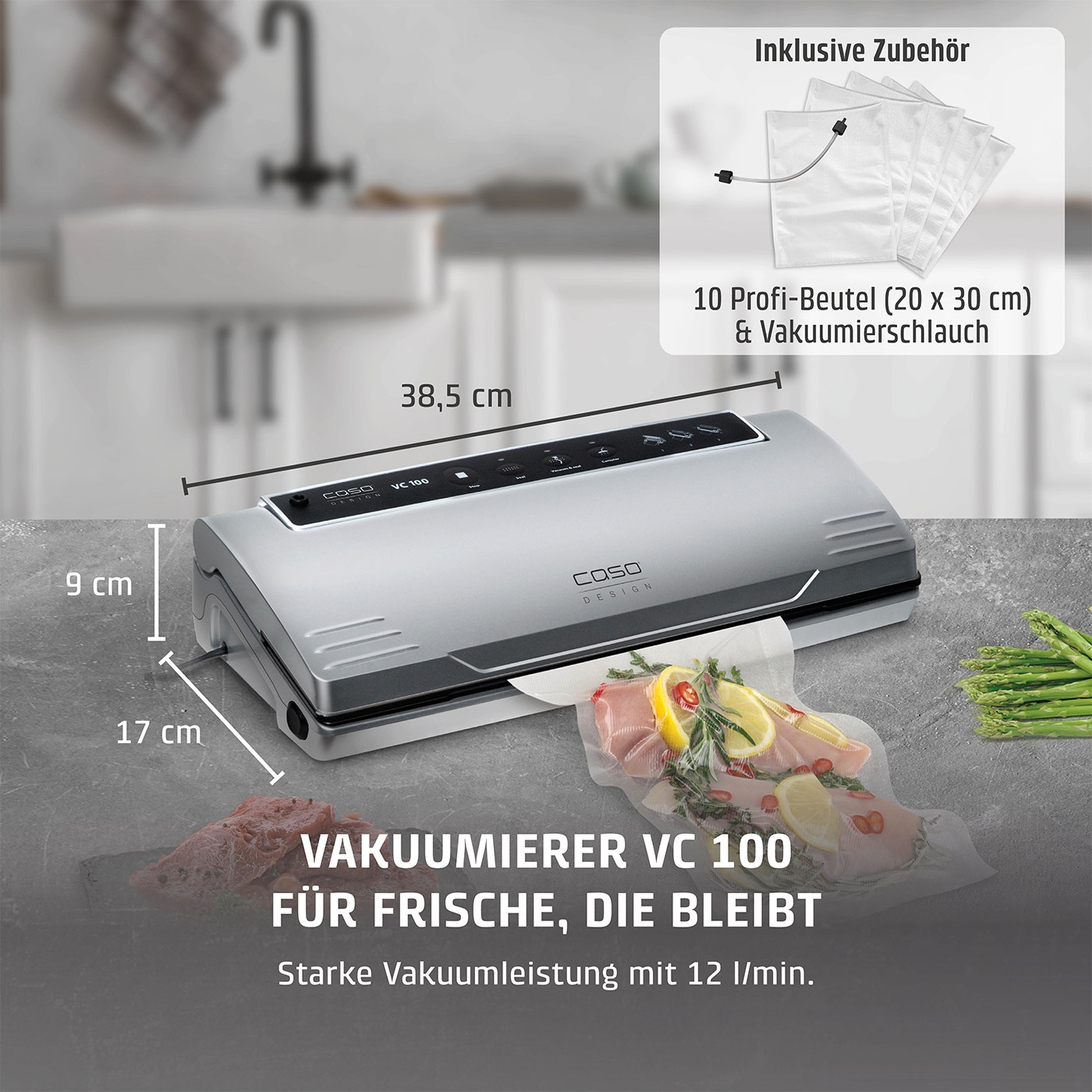Caso Vakuumierer »VC100« 120 W Inkl. 10 gratis Profi-Beutel
