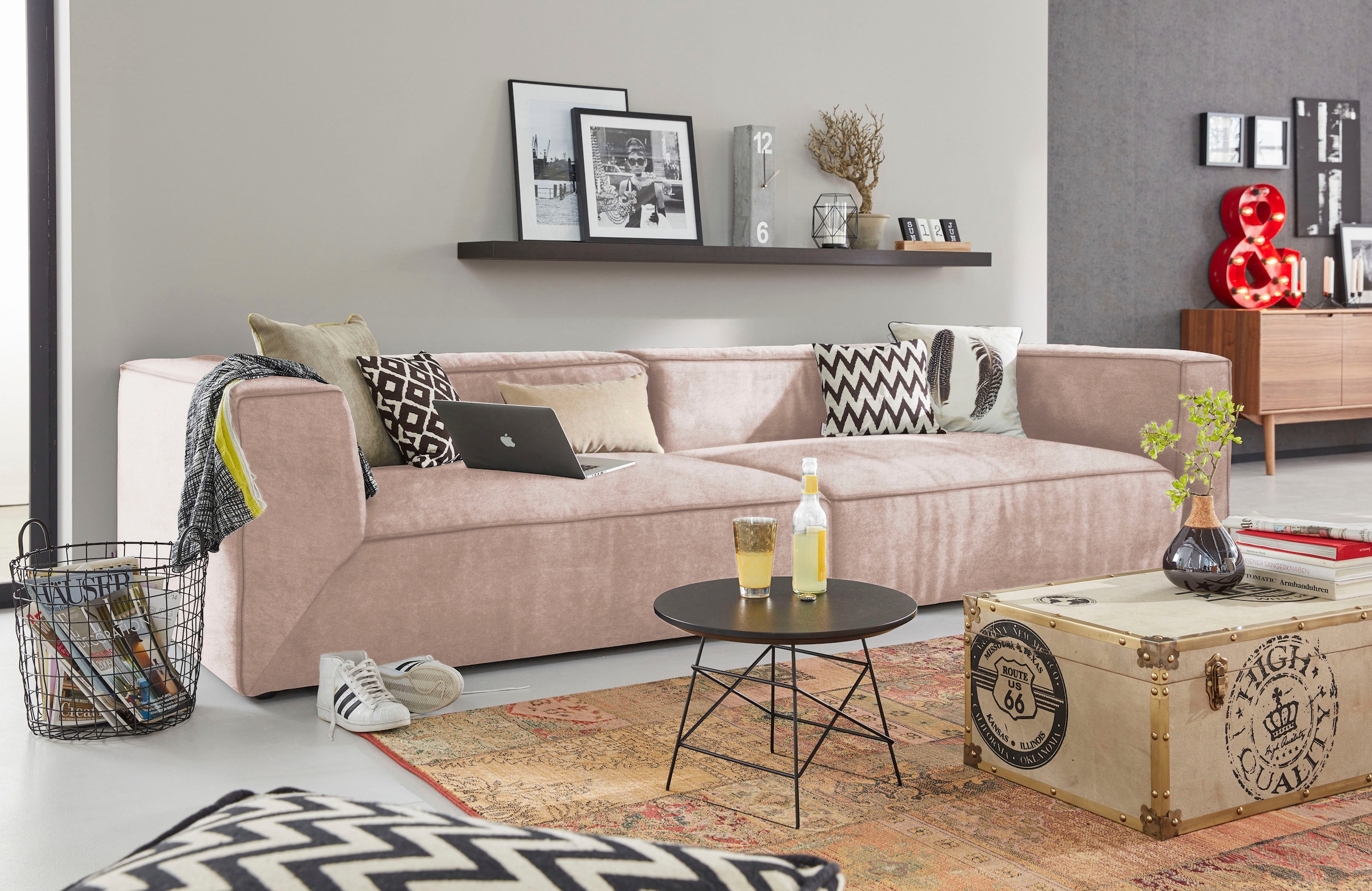 TOM TAILOR HOME Big-Sofa »BIG CUBE«, in 2 Breiten, wahlweise mit Sitztiefenverstellung, Tiefe 129 cm