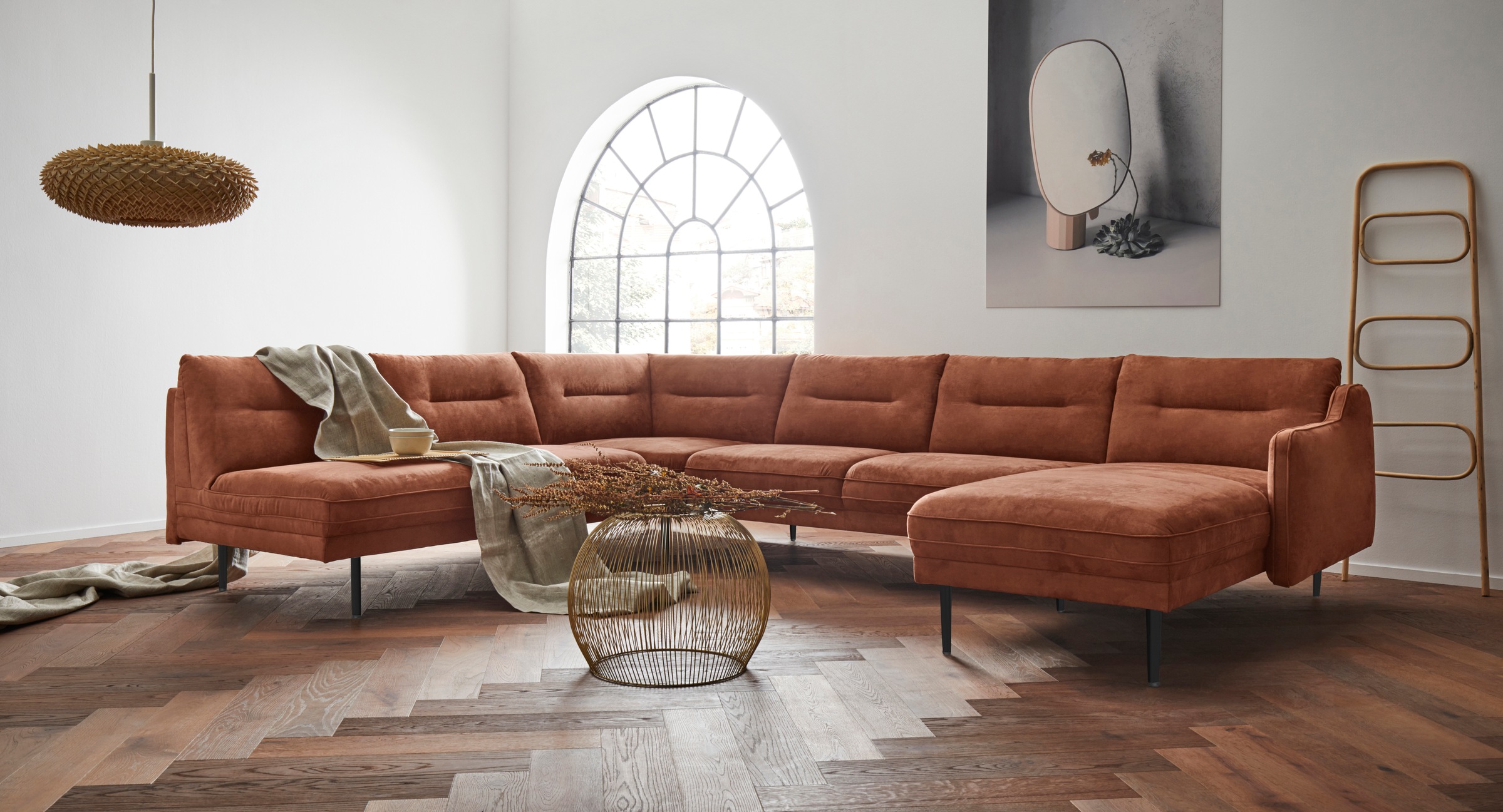 Home affaire Wohnlandschaft "Nordfyn U-Form" edles Design in 3 Bezugsqualit günstig online kaufen