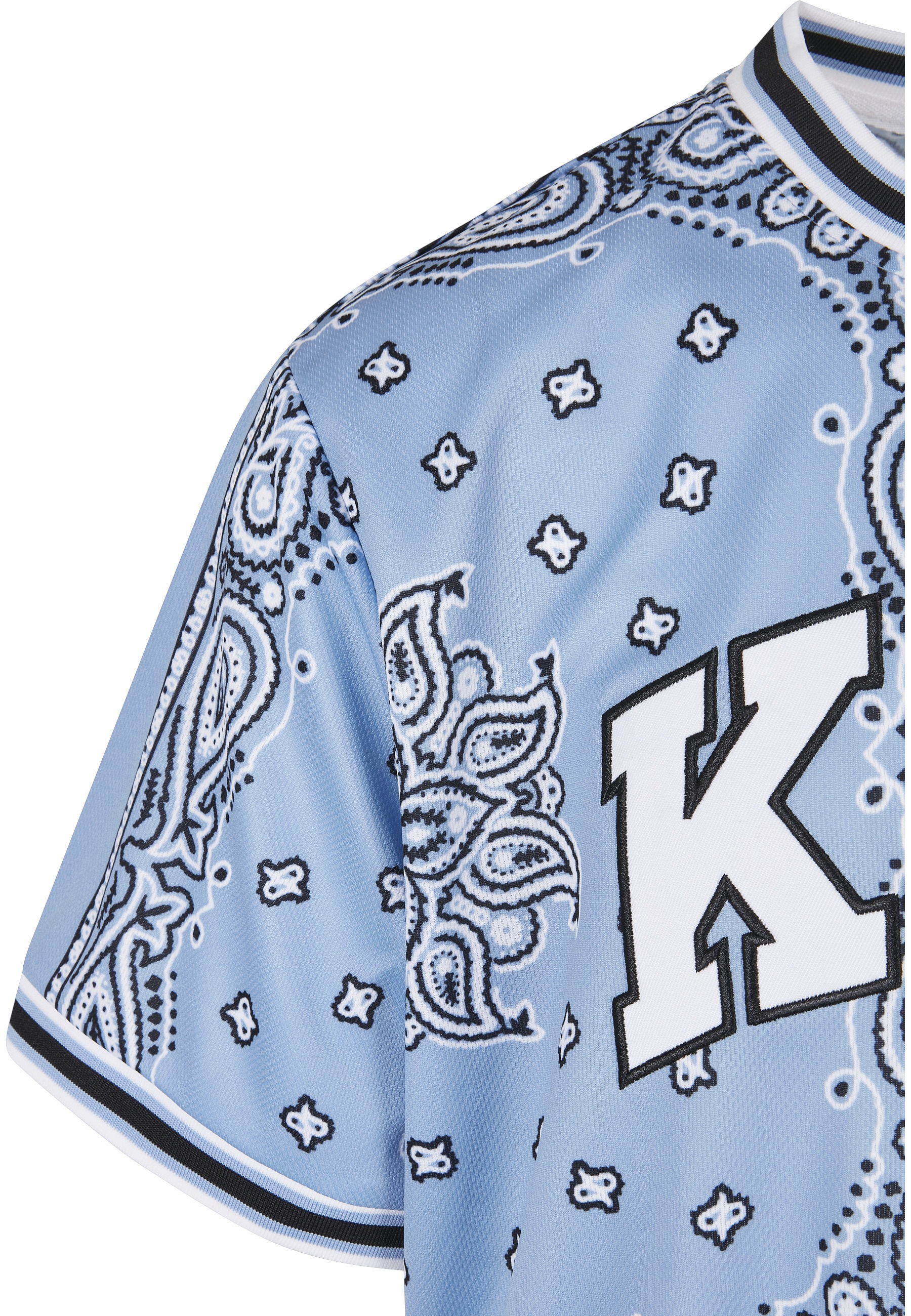 T-Shirt KARL KANI "Karl Kani Men KM222-013-1 Serif Paisley Mesh Tee", Damen, Gr. M, blau, 100% Polyester, loose fit, Rundhals, Shirts T-Shirt 3