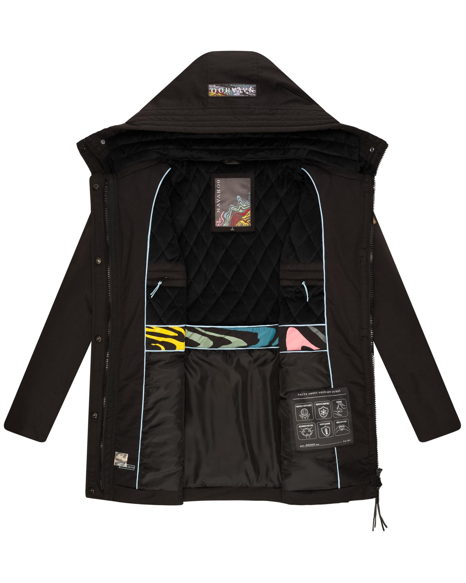 Navahoo Winterjacke »Eishauch 14«, mit Kapuze, Damen Winterparka mit Taillengürtel und Fleece-Kragen