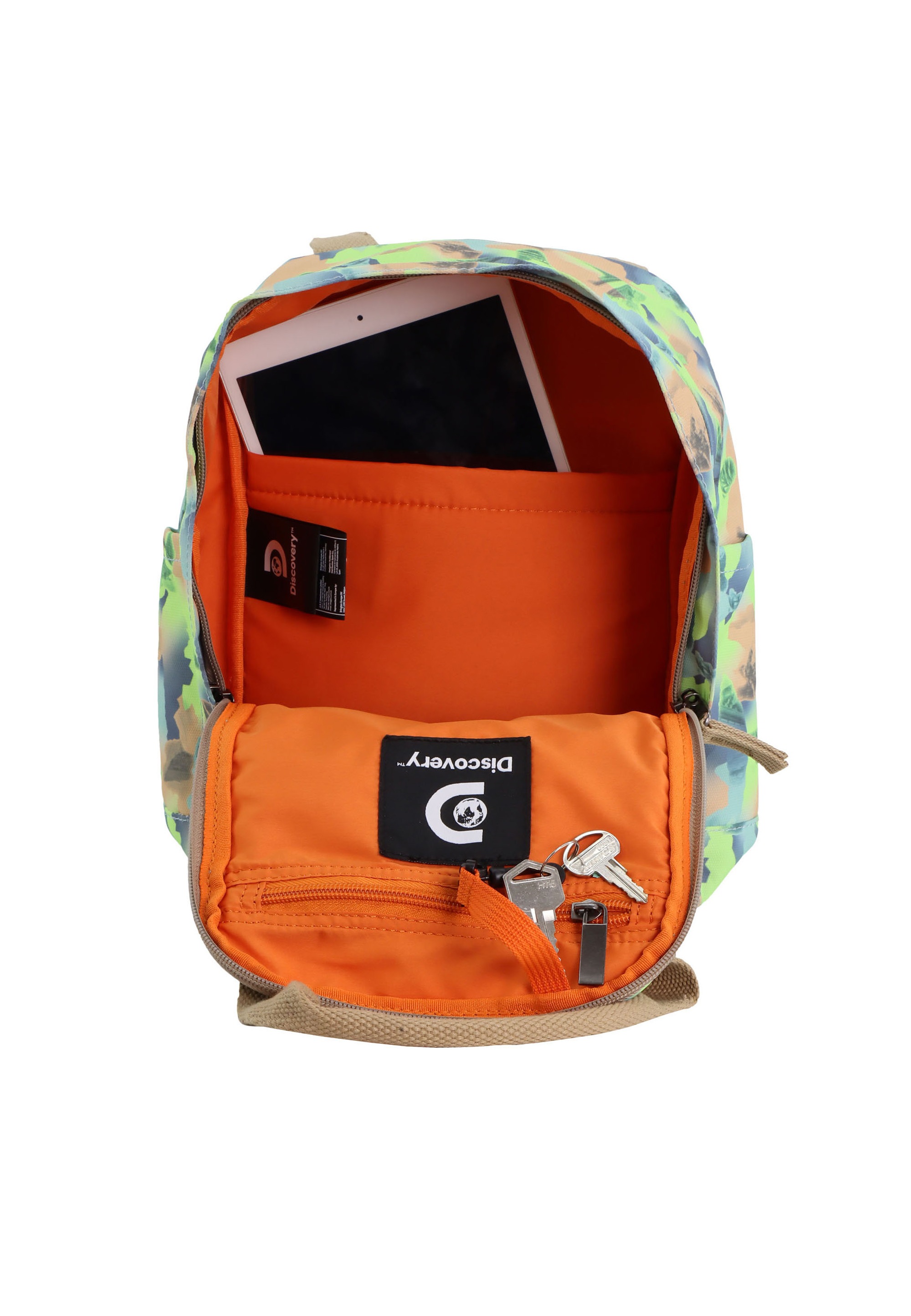 Wanderrucksack DISCOVERY "Cave", Gr. B/H/T: 13cm, grün, Kunstfaser, Rucksäcke, aus rPet Polyester-Material 3