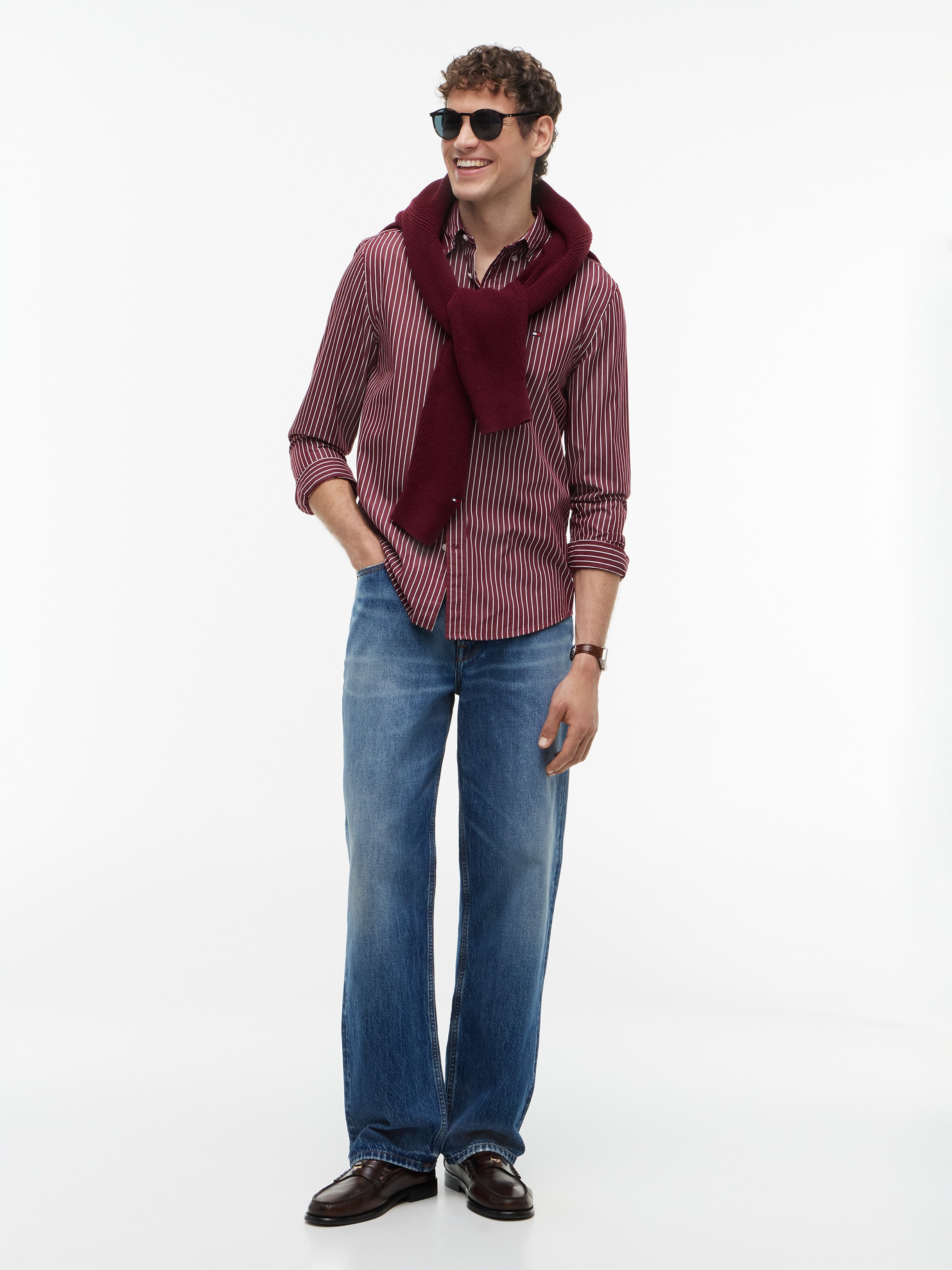 Tommy Hilfiger Langarmhemd »FLEX HAIRLINE POPLIN REGULAR FIT« Button-down-Kragen, gestreift