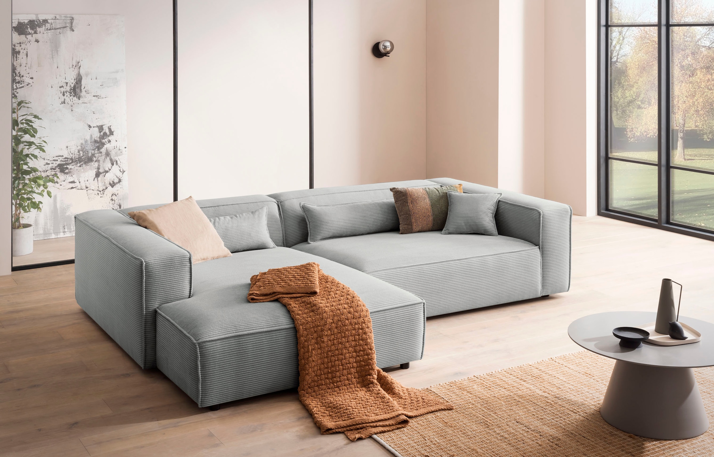 LeGer Home by Lena Gercke Ecksofa "PIARA XXL Cord, Big-Sofa, L-Form" wahlweise Ottomane rechts/links, Kedernaht, extra tiefe Sitzfläche