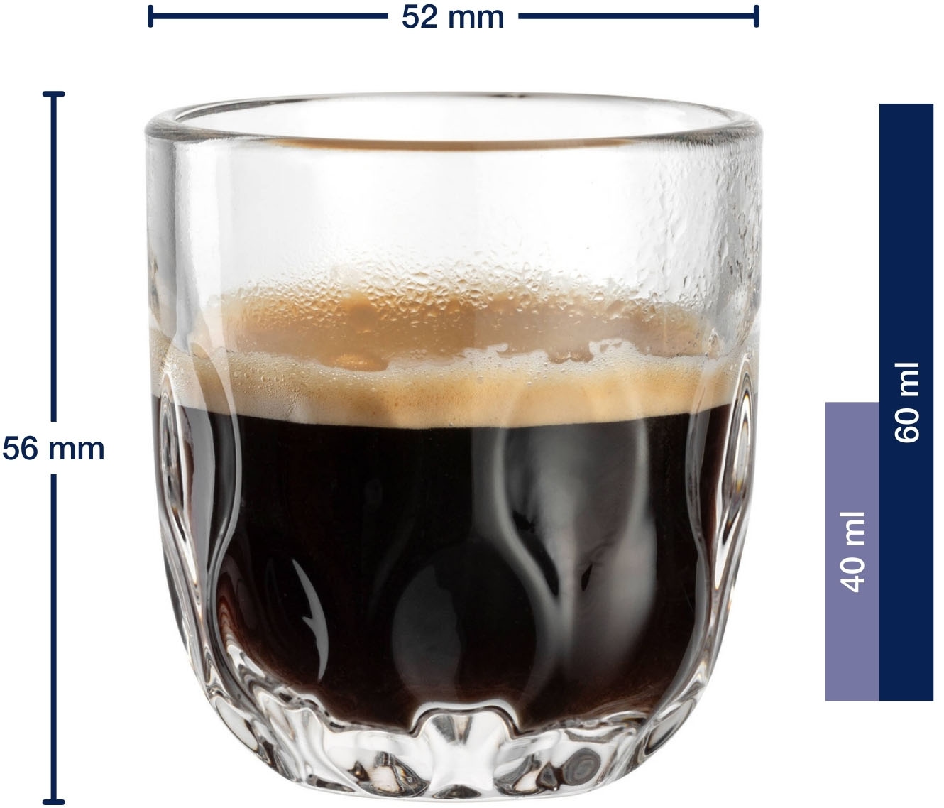 LEONARDO Espressoglas »GOCCE, 90 ml, 6er-Set«, (Set, 6 tlg.), 3. Variante, mit Tropfenrelief