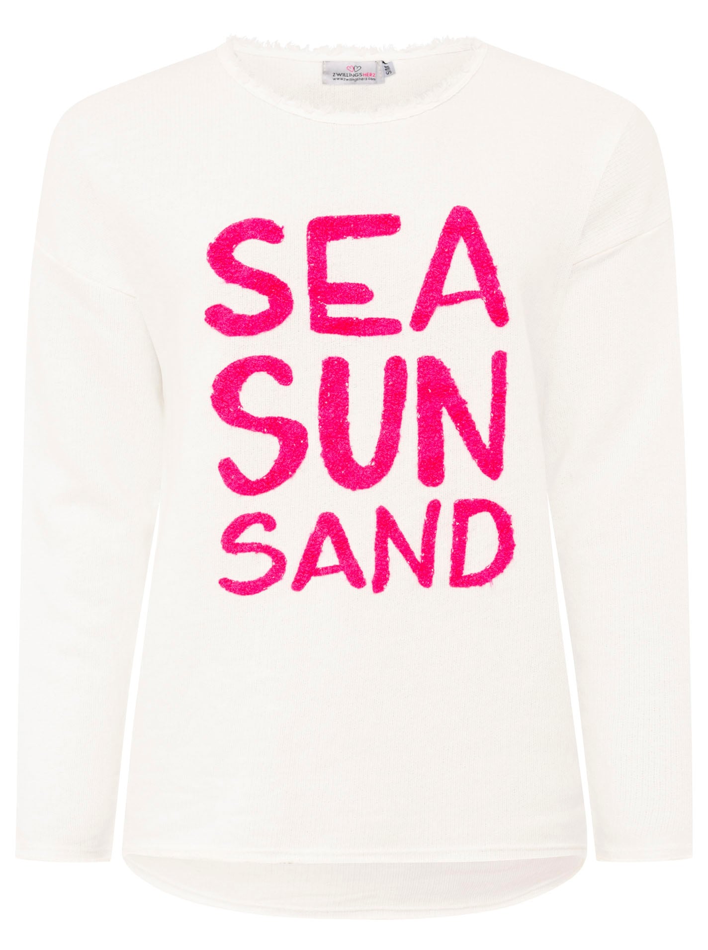 Zwillingsherz Sweater »"Sea Sand Sun"«, Mit großer Flock-Aufschrift in auffälliger Farbe
