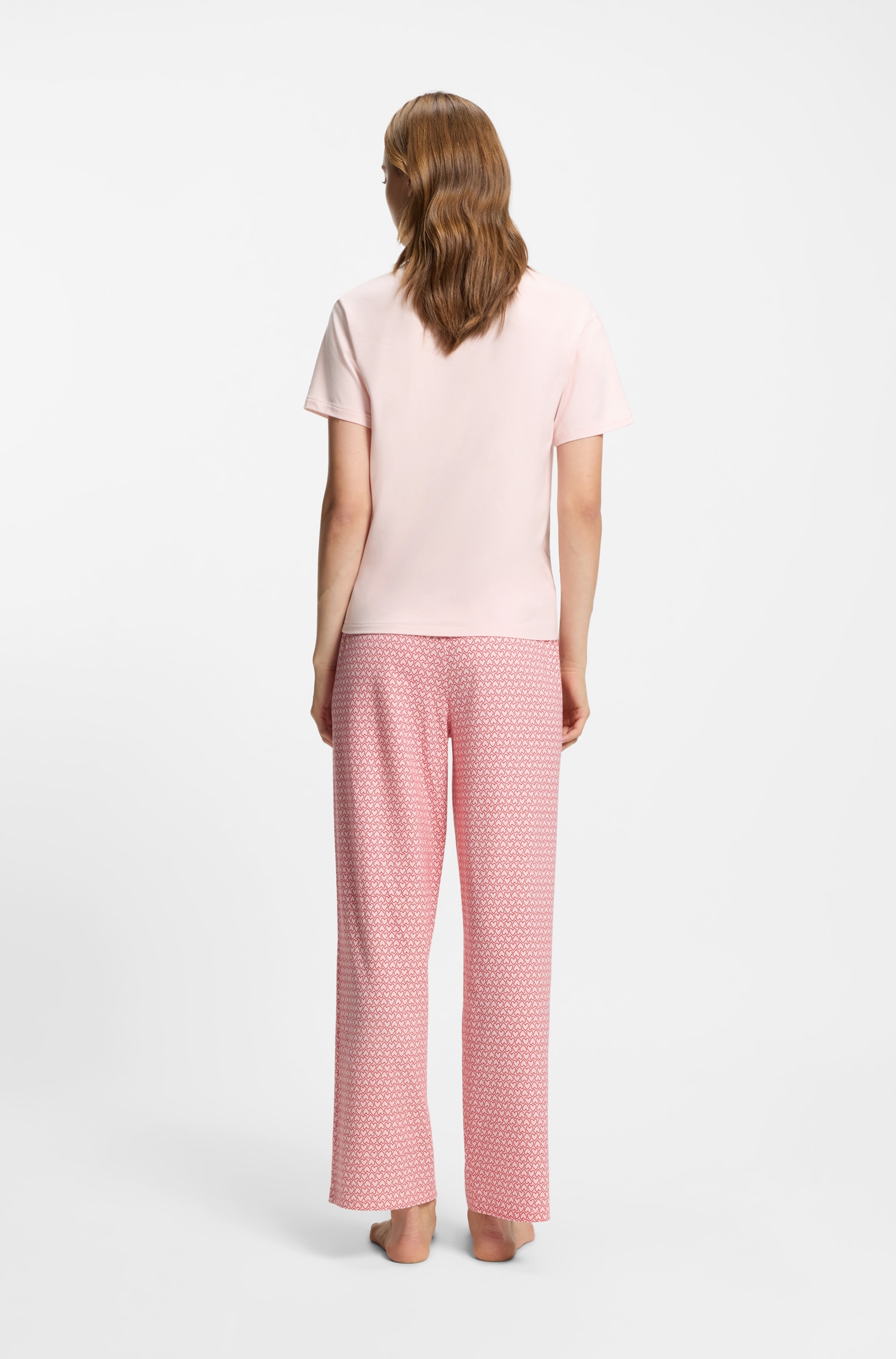 HUGO Underwear Pyjamaoberteil aus Stretch-Jersey mit Logo-Artwork, Rundhals, regular fit