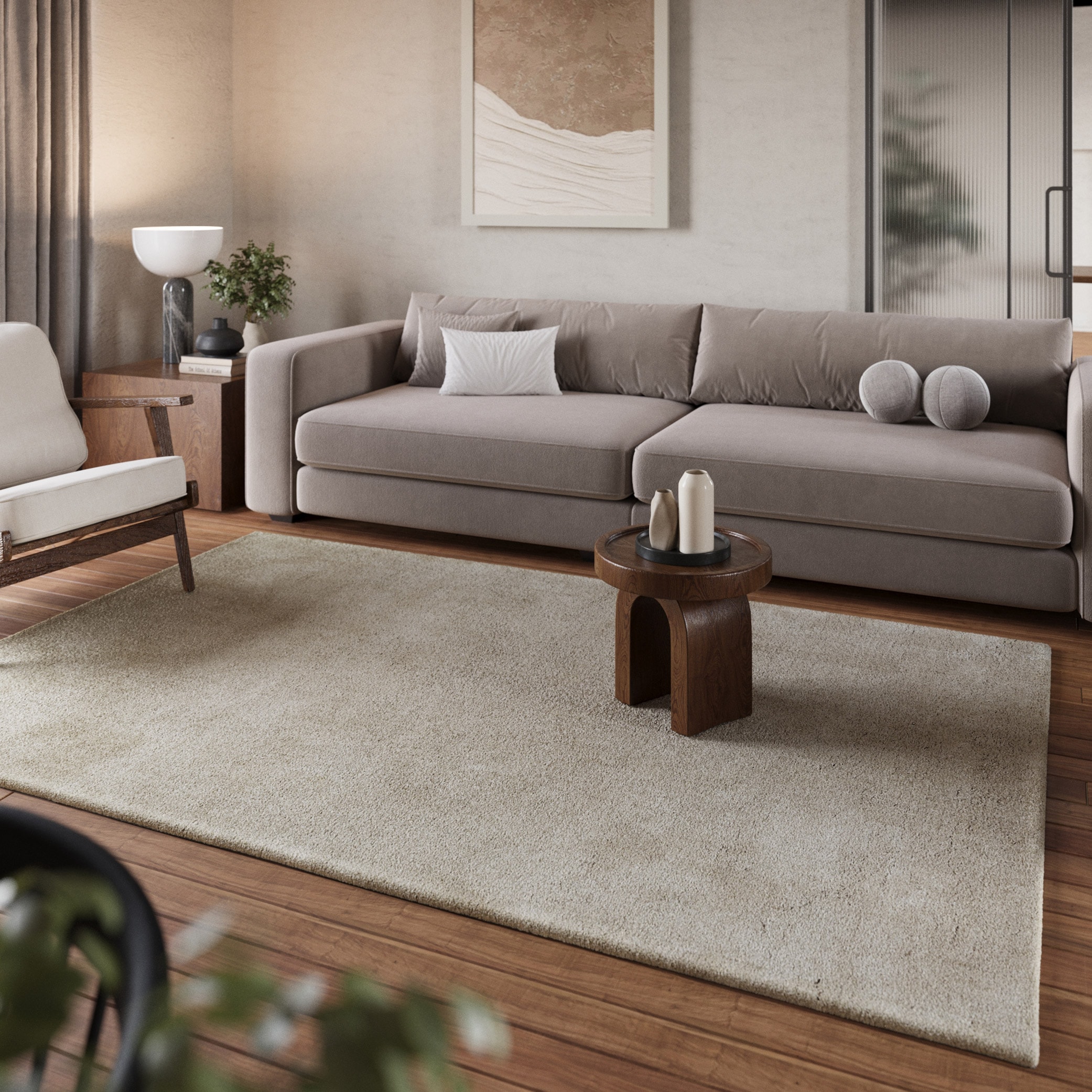 Homie Living Teppich »Pisa«, rund, 25 mm Höhe, Hochflor, Microfaser, uni, weich, Shaggy, Wohnzimmer, Schlafzimmer