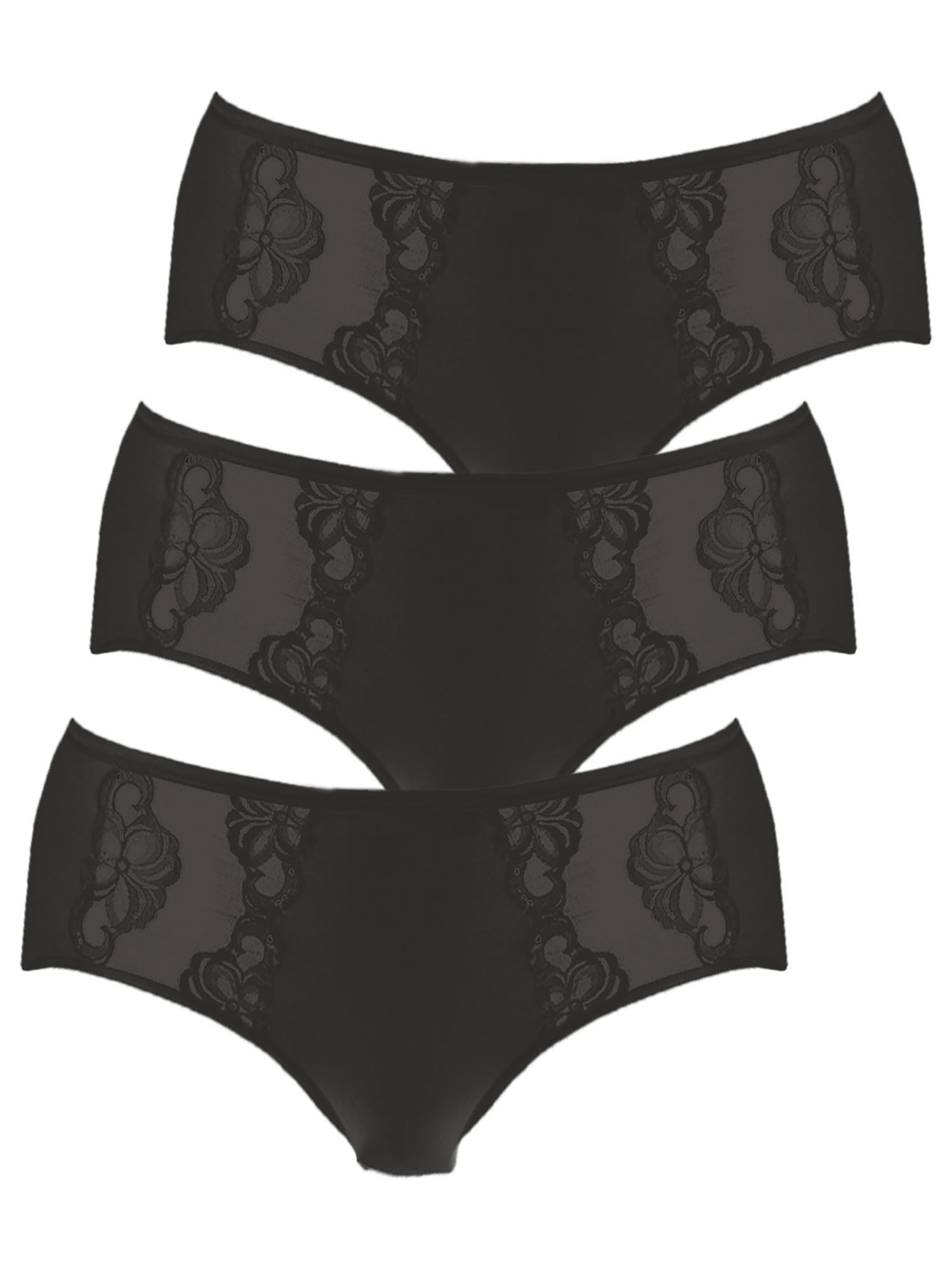 NINA VON C. Damen Hüftslip "3er Pack Damen Hüftslip Slipboutique", Gr. 46, schwarz, Obermaterial: 93% Baumwolle CO. 7% Elasthan EL., Unterhosen