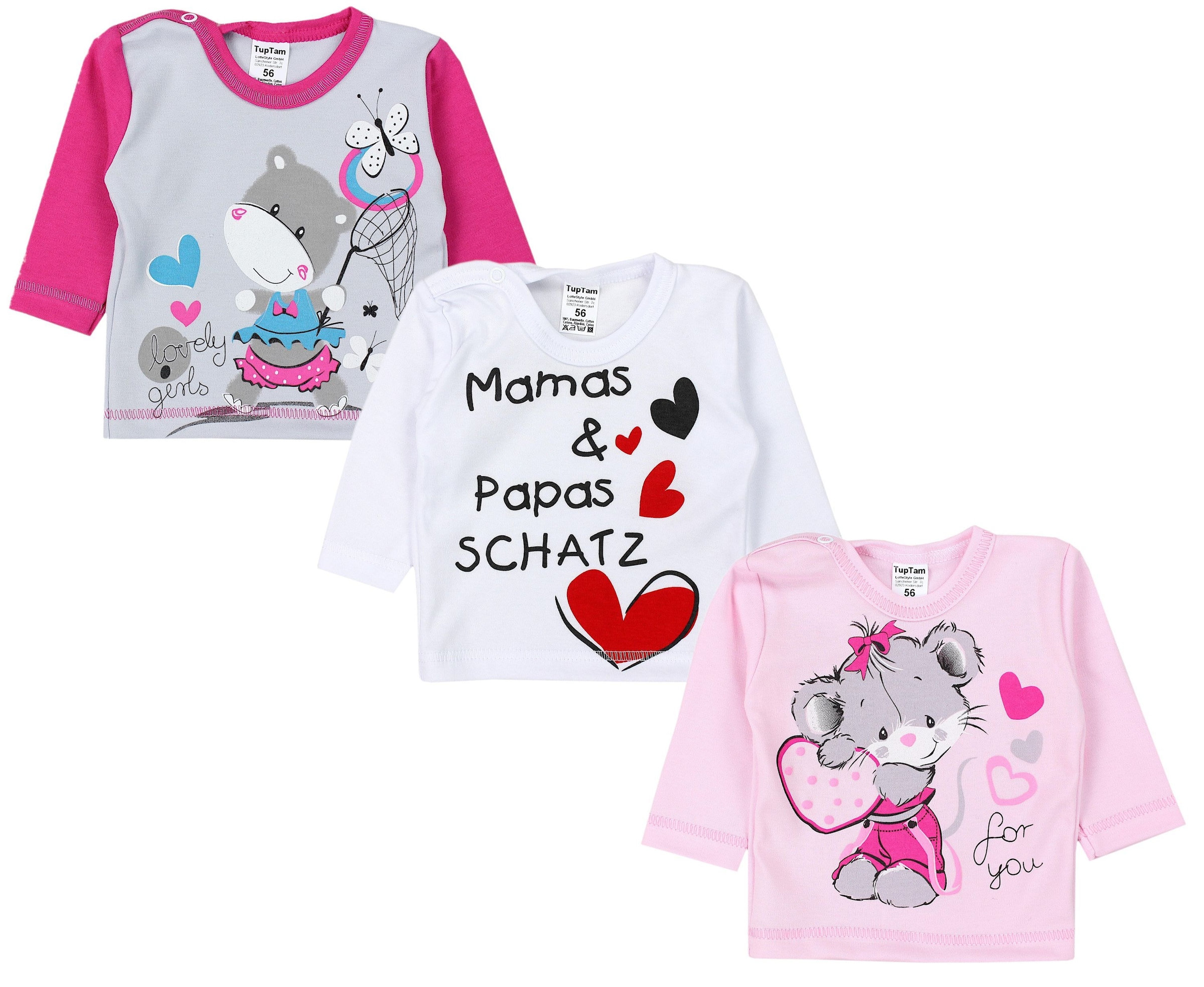 TupTam Langarmshirt "Shirt Unisex Baby Langarmshirt mit Spruch Aufdruck 3er Set"