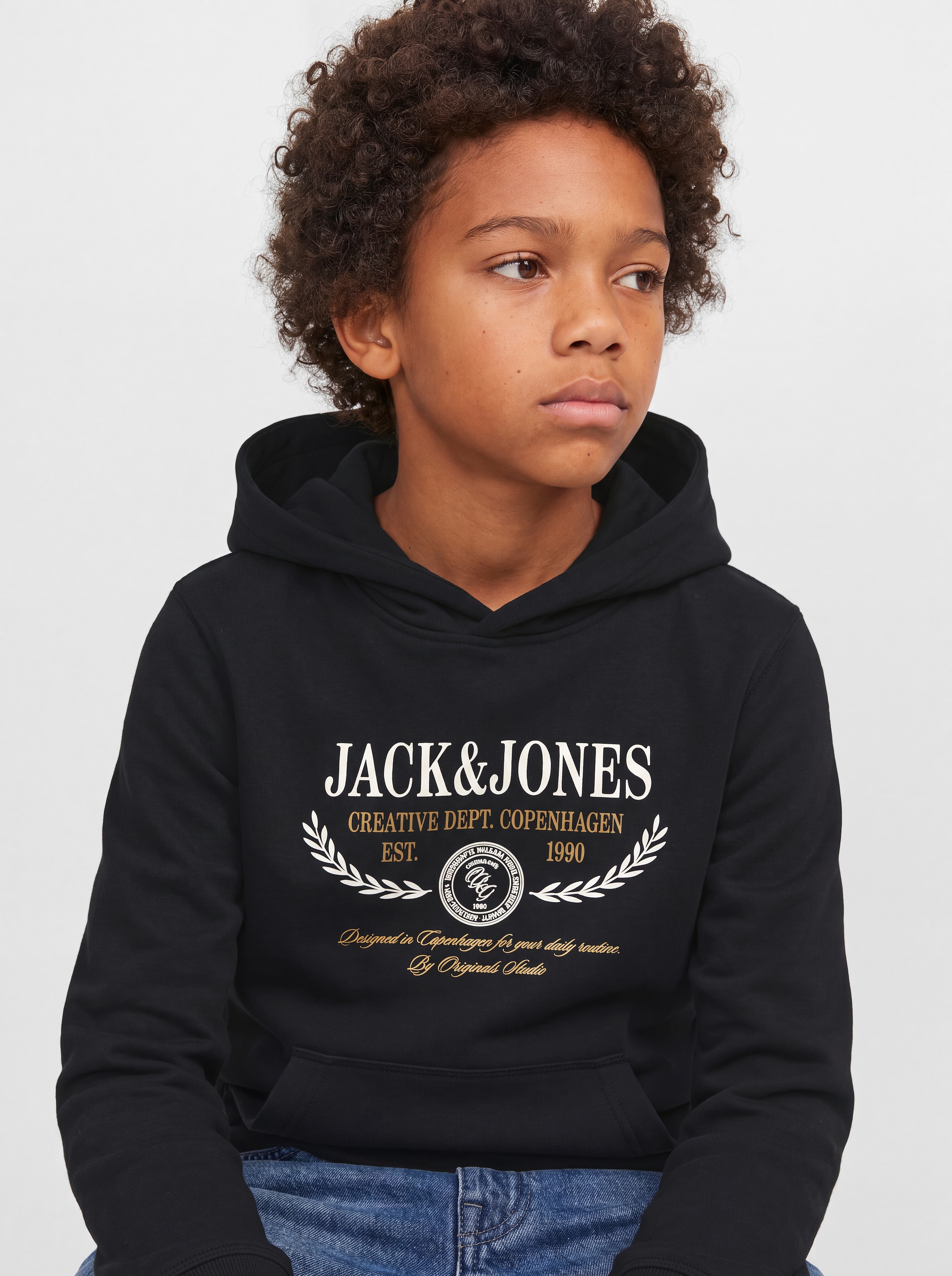 Jack & Jones Junior Kapuzensweatshirt »JORFREDERIKSBERG COLORFULL FRONT SWH JNR«, Baumwollmischung, locker geschnitten
