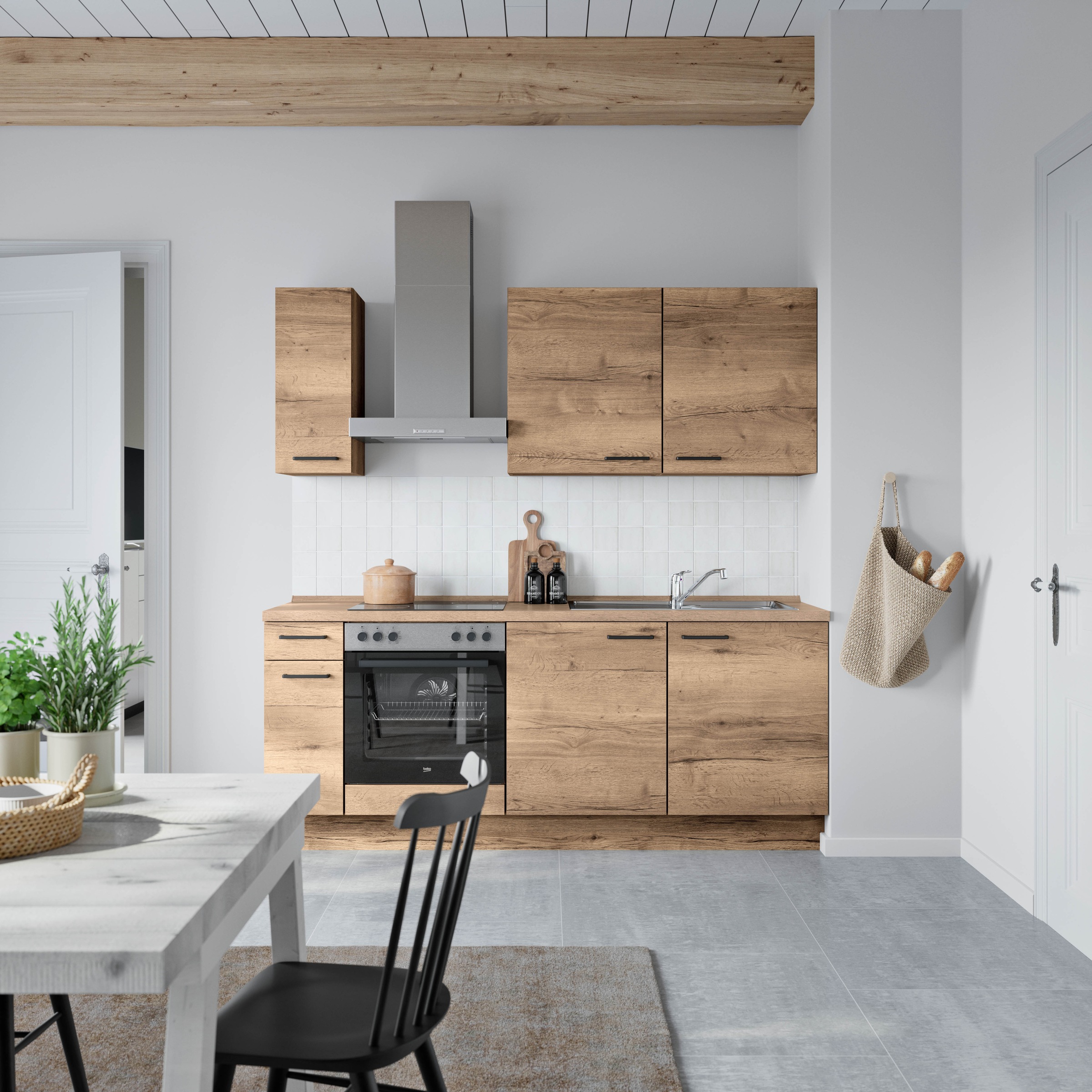 nobilia® Küchenzeile »"Structura I"«, vormontiert, Ausrichtung wählbar, Breite 210 cm, wahlw. mit E-Geräten