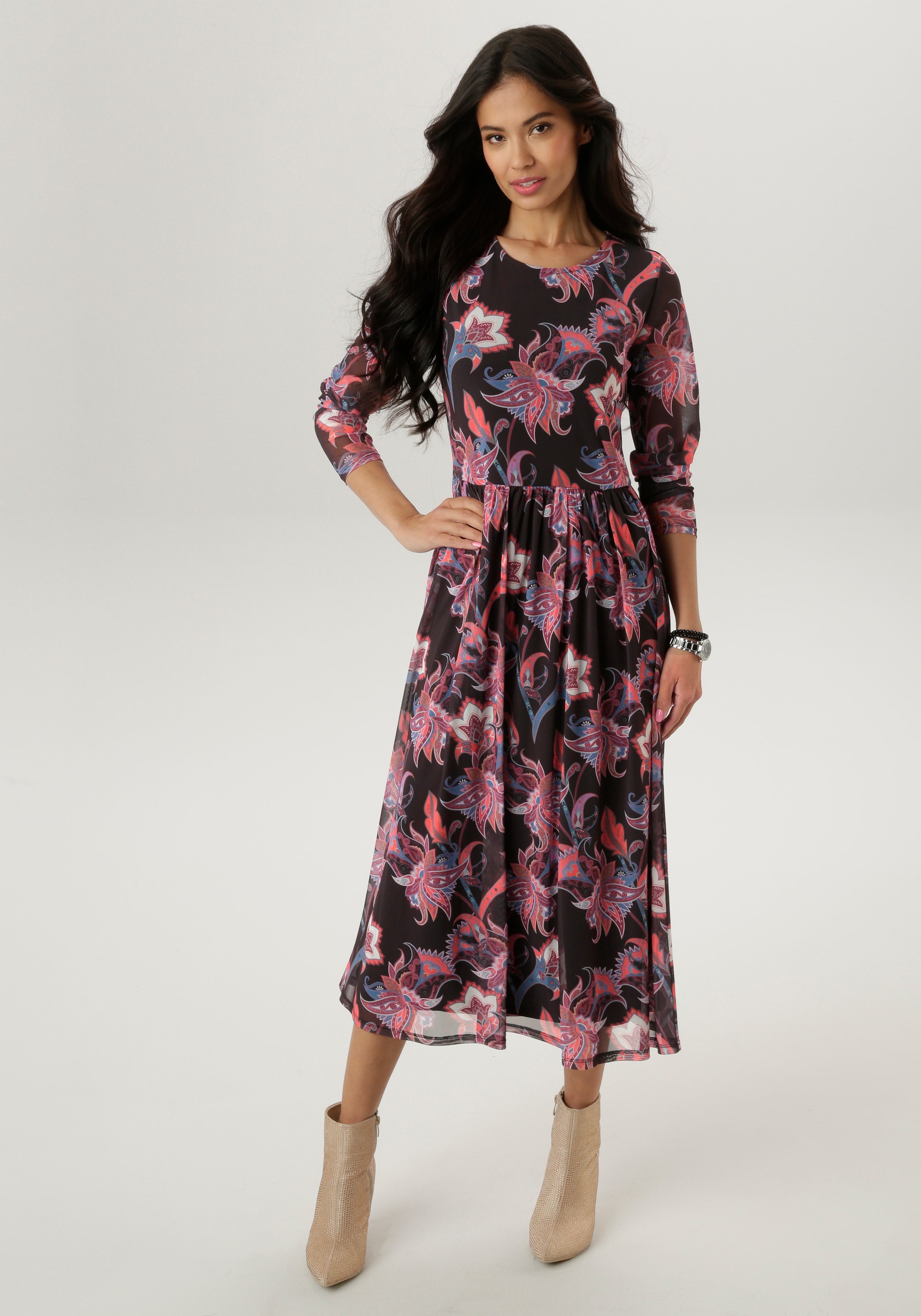 Aniston SELECTED Midikleid, mit floralem Muster - NEUE KOLLEKTION günstig online kaufen