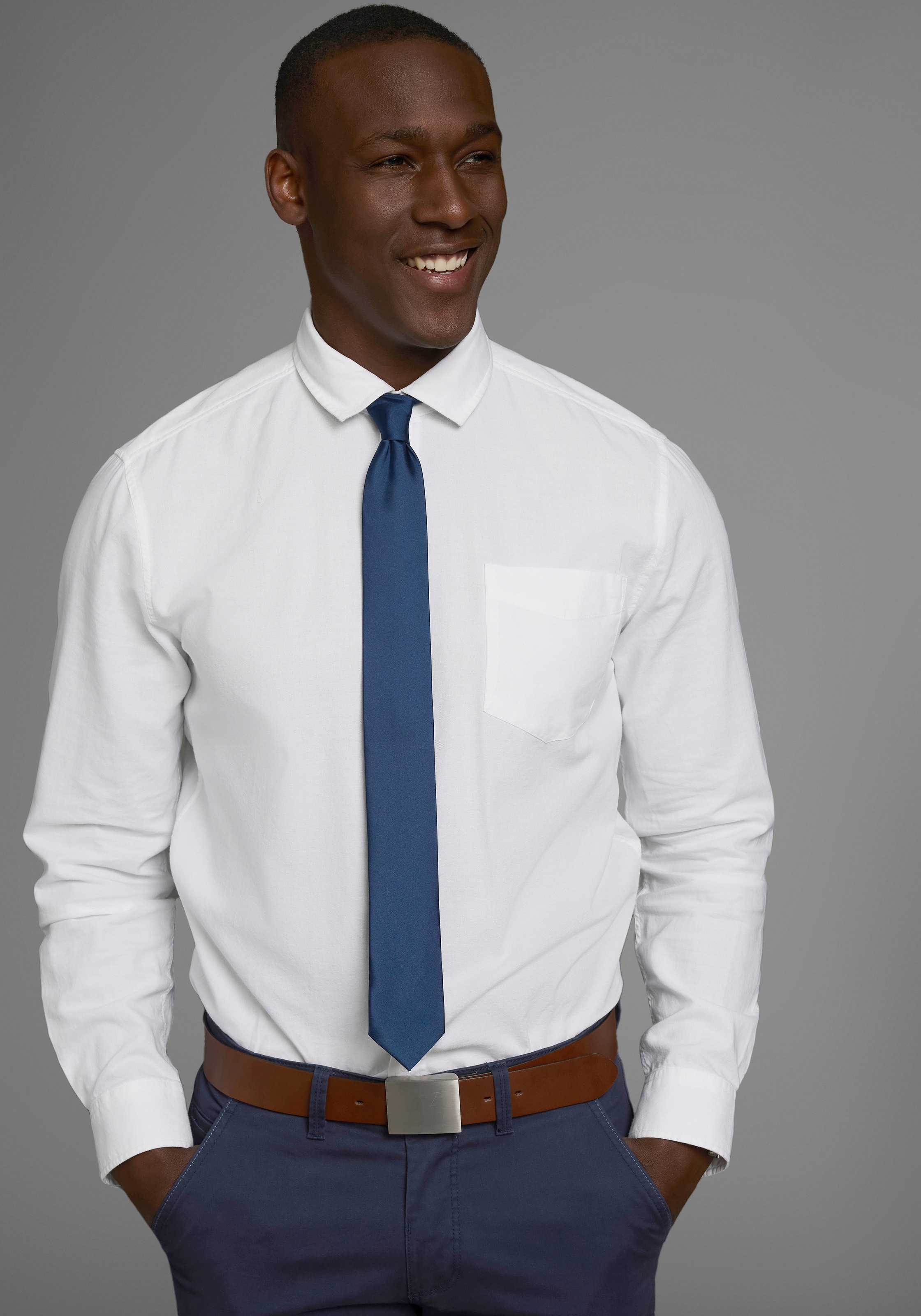 MAN'S WORLD Herren Krawatte, blau, leicht glänzend, unifarben, Satin, Kunstfaser, Krawatten, in klassischen Farben & Slim-Breite - neue Farben