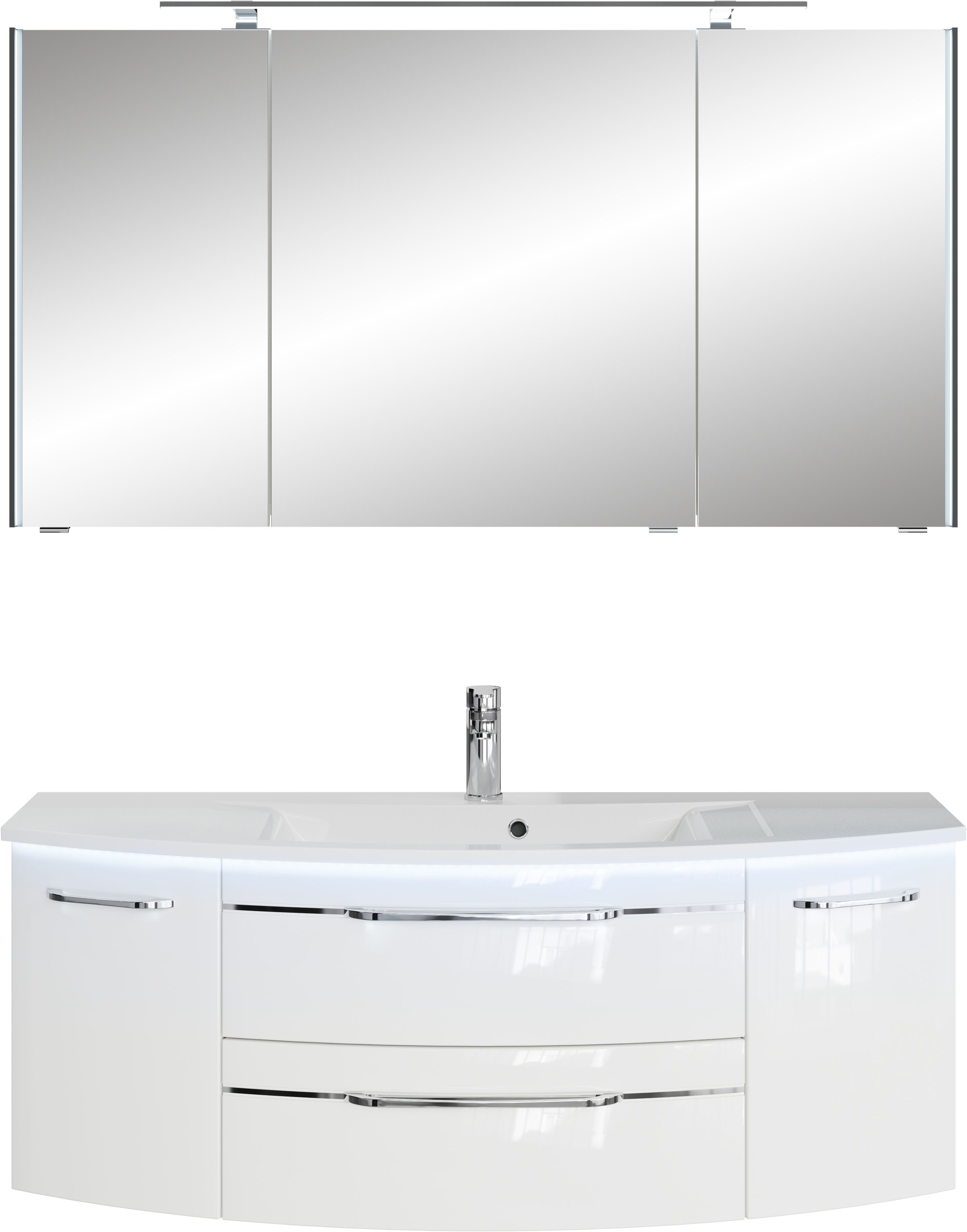 Saphir "Serie 7045 2-teilig Mineralmarmor-Waschtisch mit LED-Spiegelschrank" Set, 2 Stk. tlg.
