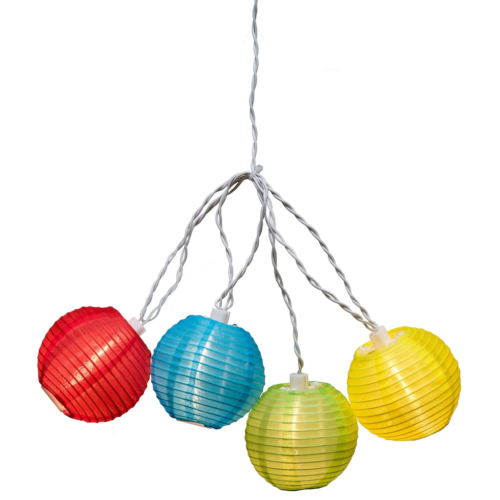KONSTSMIDE LED-Lichterkette, 20 St.-flammig, LED Dekolichter, pinke/blaue/grüne/gelbe Plastikreiskugeln, 20 Dioden