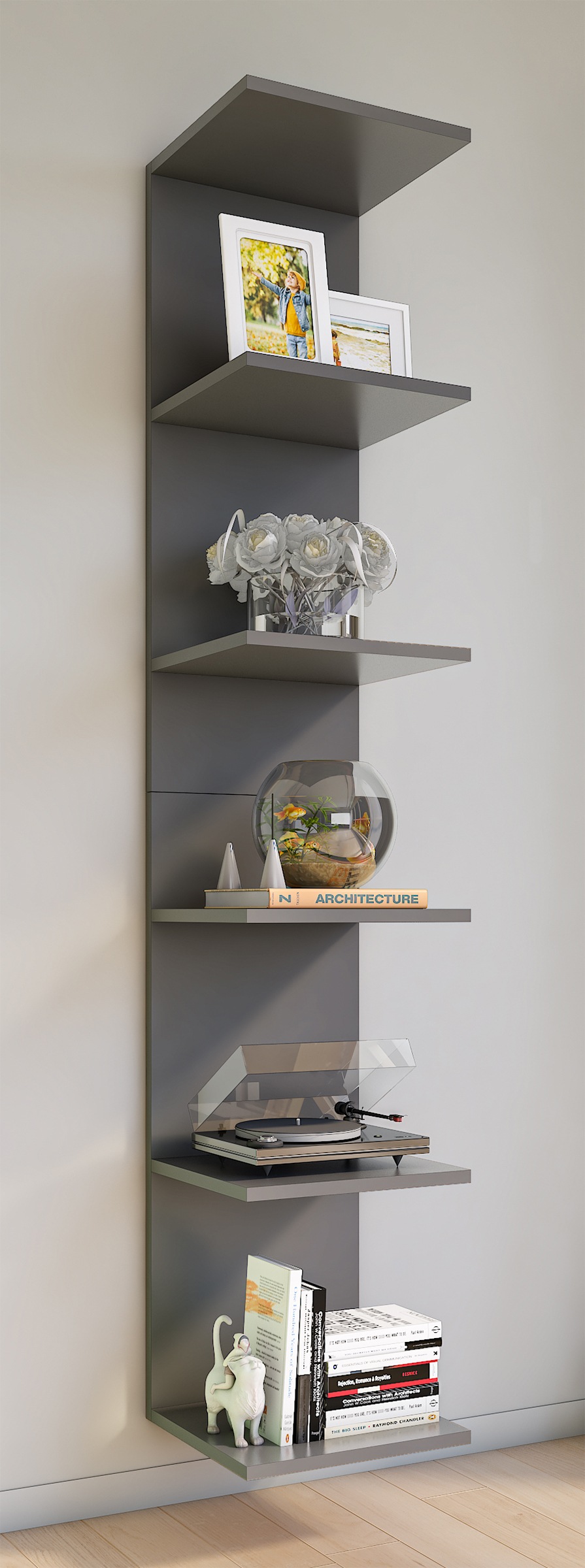 VCM Wandregal »VCM Holzregal hängend | platzsparendes Regal | Maße: H. 180 x B. 35 x T. 30 cm | Elegantes Regal hängend | Aufbewahrungsregal | Bücherregal | Wandboard - Lazas«