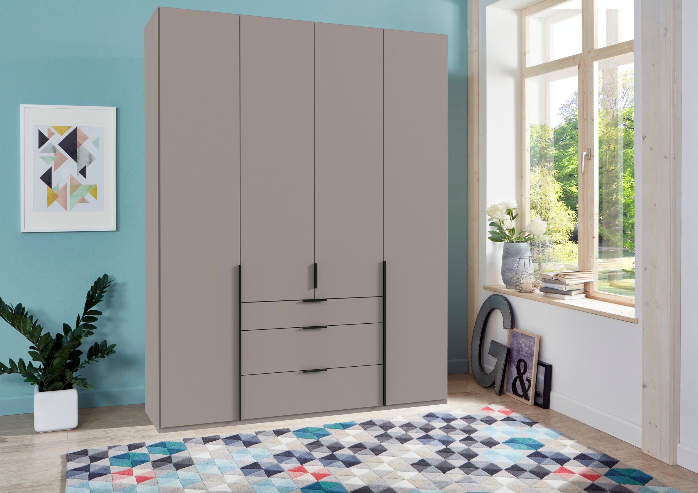 Wimex Drehtürenschrank "Mugano" mit langen oder kurzen Griffen aus Metall, günstig online kaufen