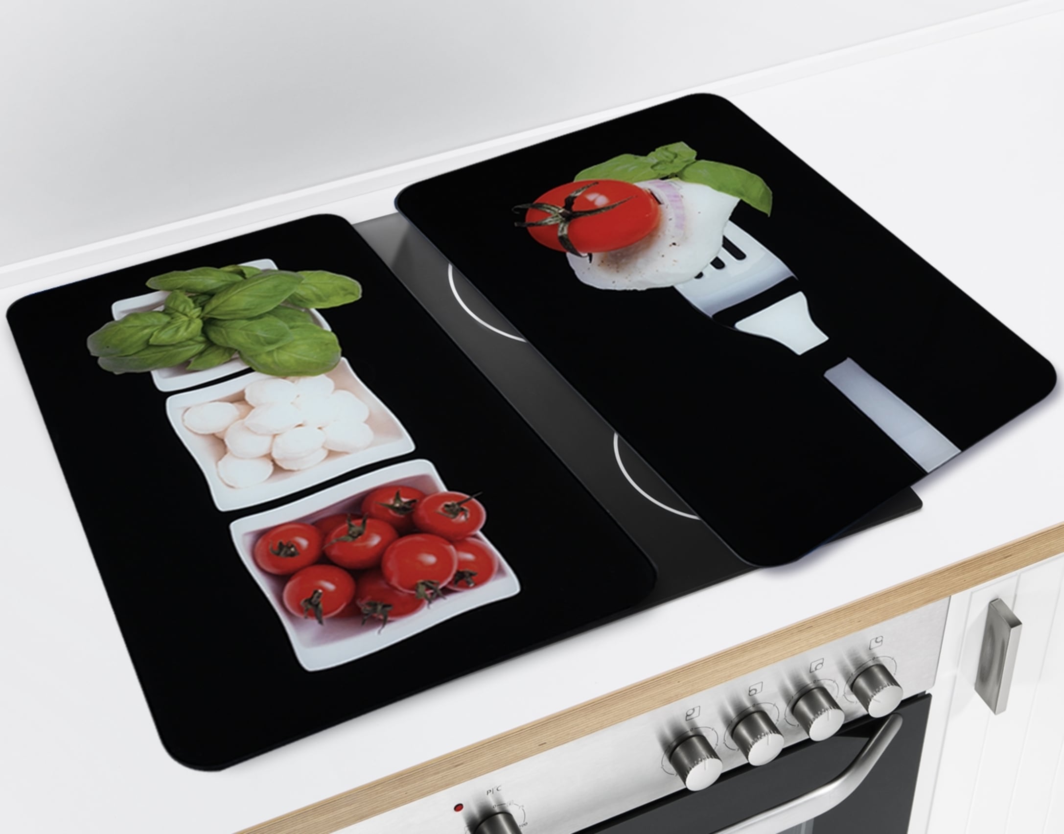 WENKO Herd-Abdeckplatte »Universal Modell Caprese«, (Set, 2 tlg.), Herdabdeckung für alle Herdarten, kratzfest, mit rutschfesten Füßen
