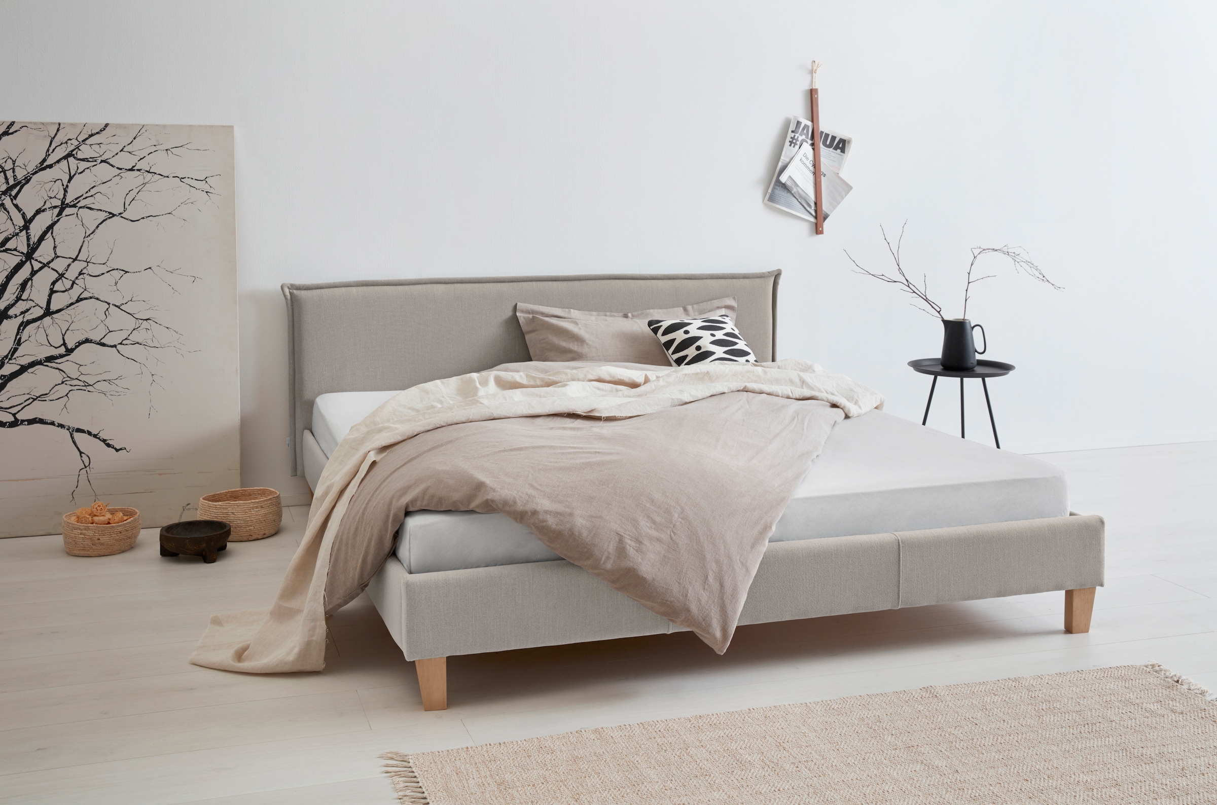 OTTO products "Heddi" in 5 Breiten: von 90cm-200cm, Biese am Kopfteil, Strukturstoff