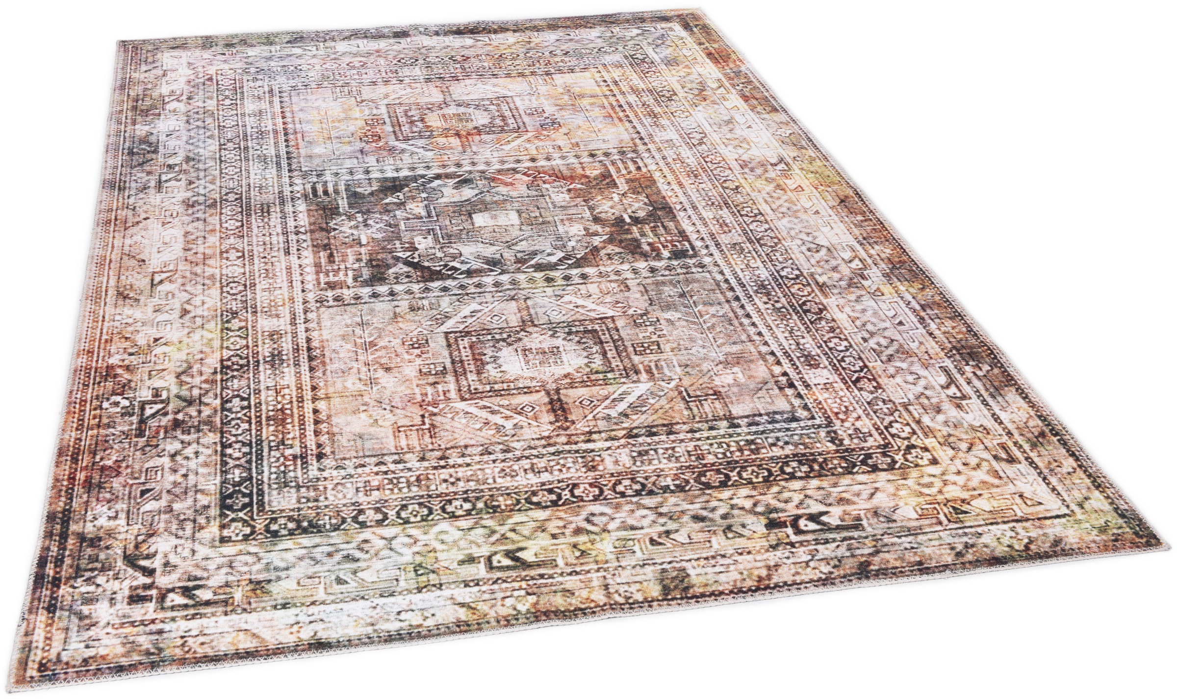 Teppich GINO FALCONE "Adara GF 093", rot, B:70cm H:3mm L:140cm, Polyester, Teppiche, Teppich, Flachgewebe, Orient-Optik, Vintage Design, waschbar
