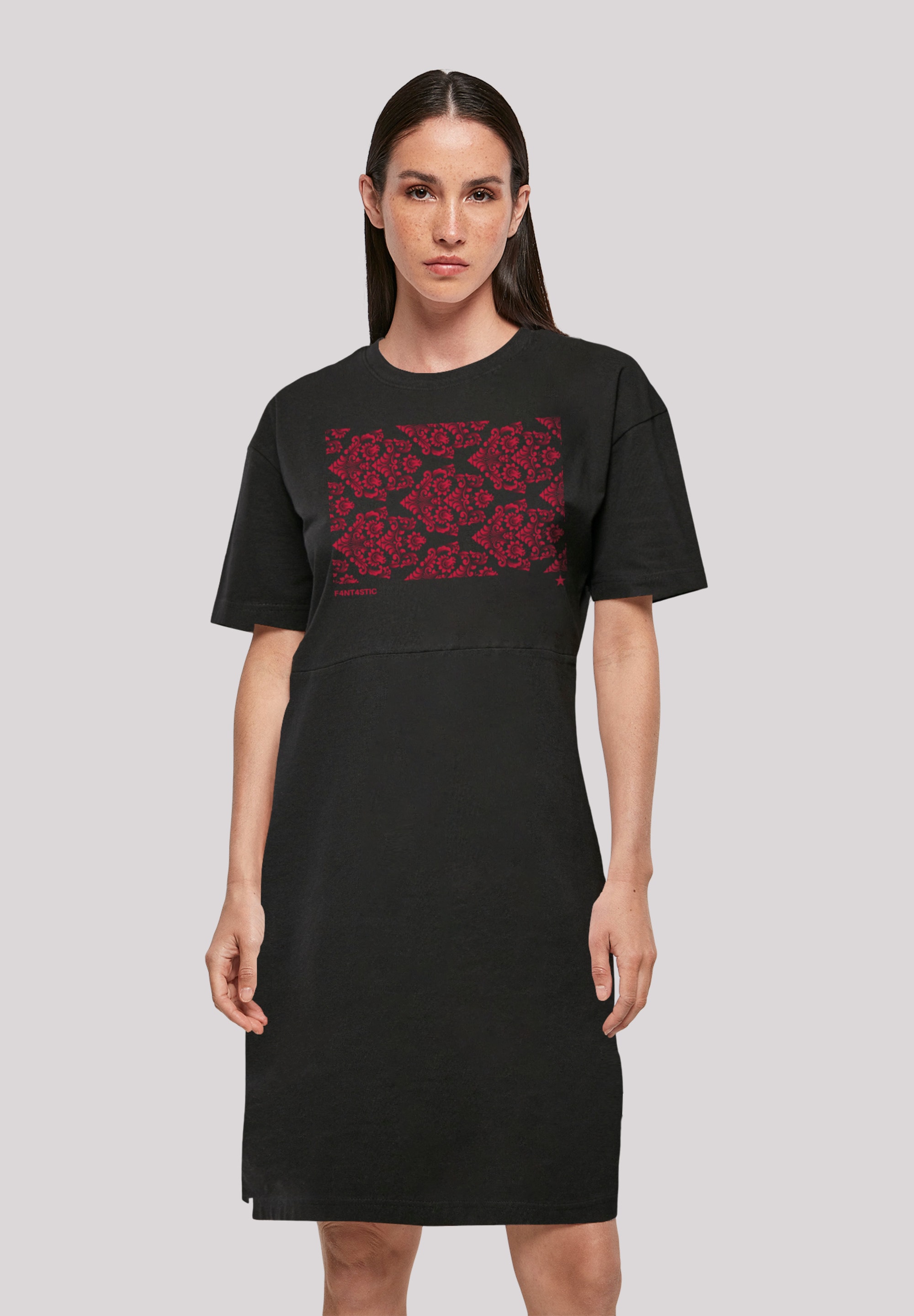 F4NT4STIC Shirtkleid "Muster Blumen Rot" Ohne Taschen Print günstig online kaufen