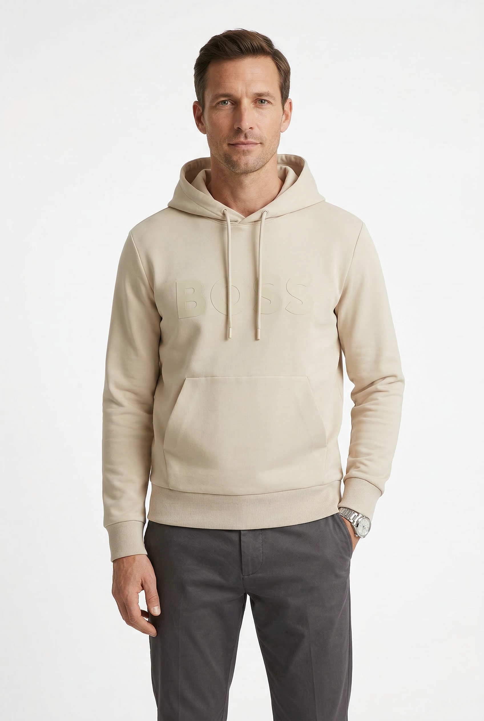 BOSS GREEN Hoodie "Soody", Regular Fit, Kapuze mit Kordel, Kängurutasche, Logo-Druck