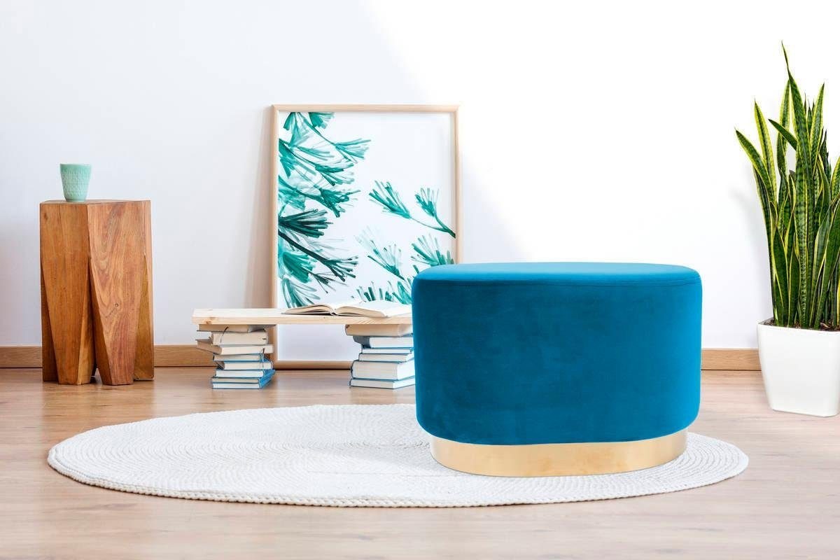 Kayoom Hocker »Nano 410, Hocker in stilvollem Design, ovale Form, mit Fuß aus Metall«, (1 St.), Gold Akzente, Bequem, Modern, mit pflegeleichtem Stoffbezug